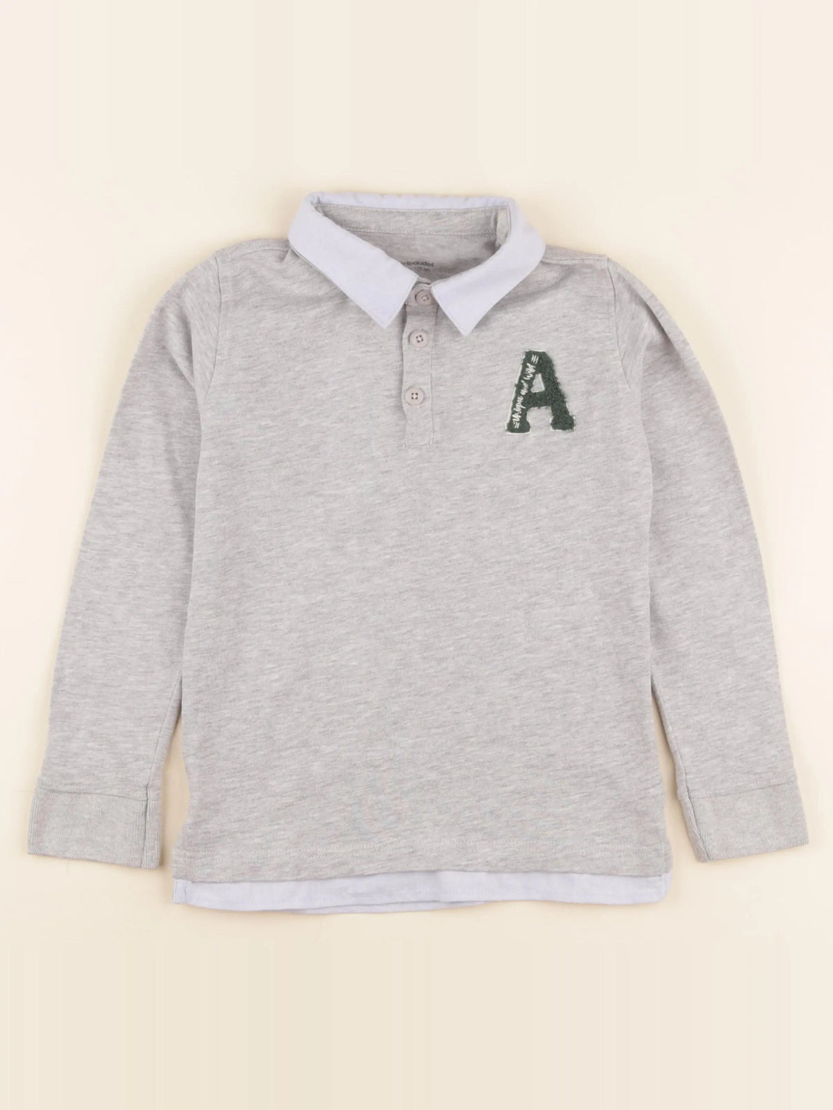 Vertbaudet - polo gris - 8 ans