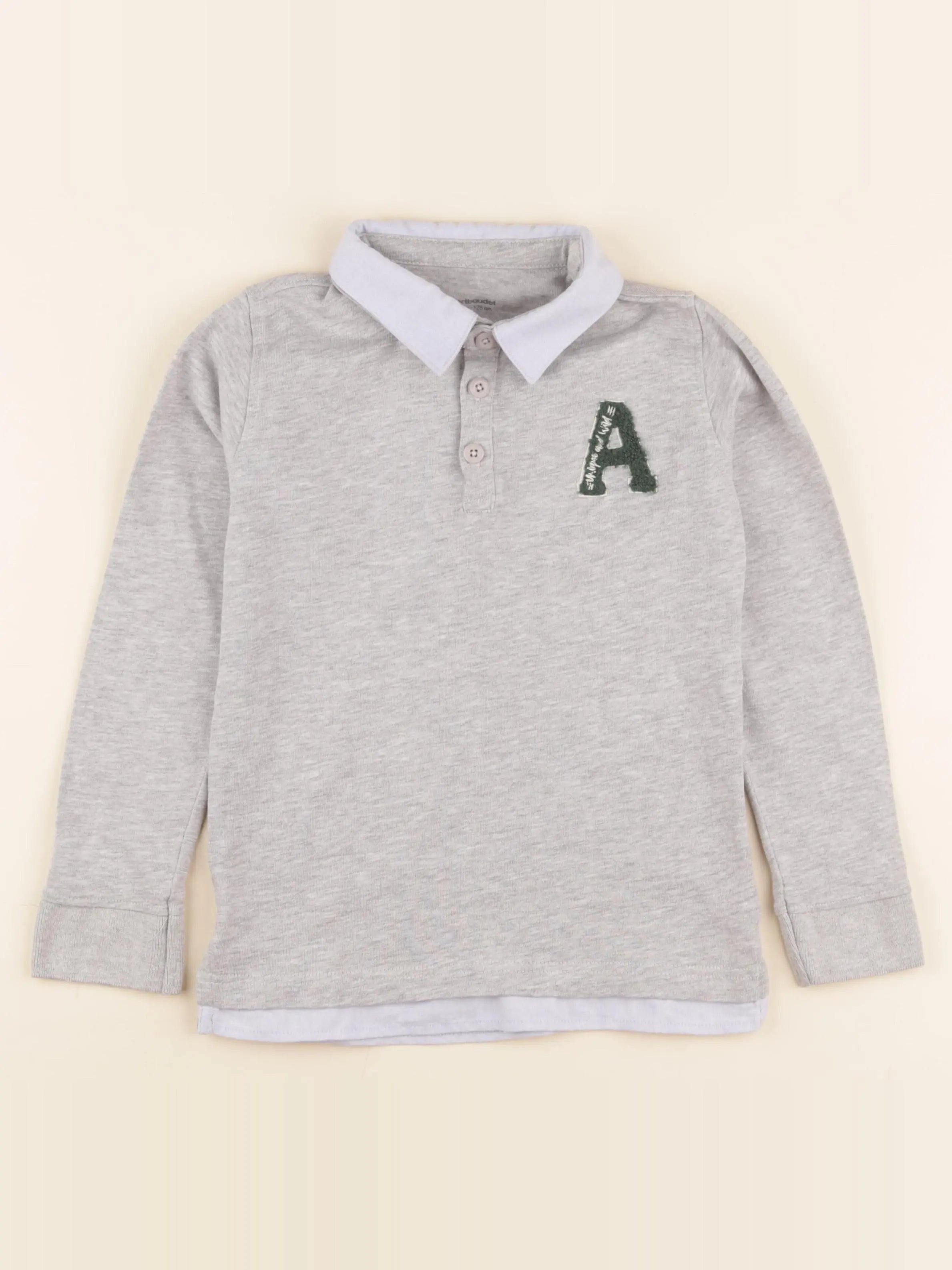 Vertbaudet - polo gris - 8 ans
