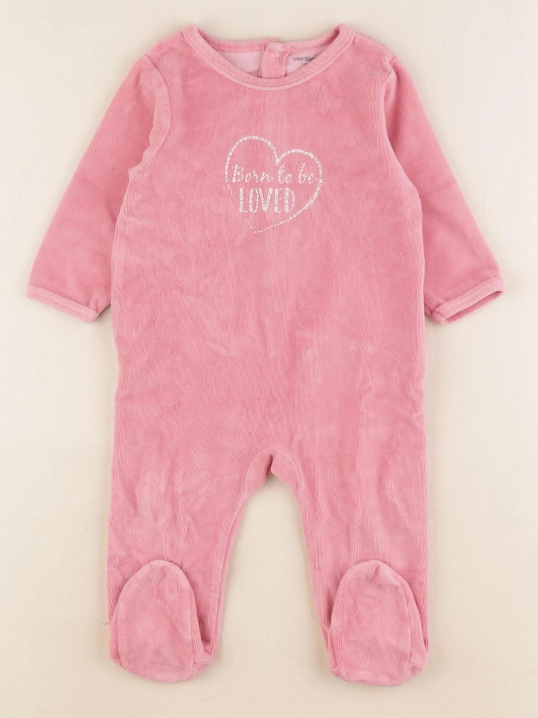 Vertbaudet - pyjama velours rose - 9 mois
