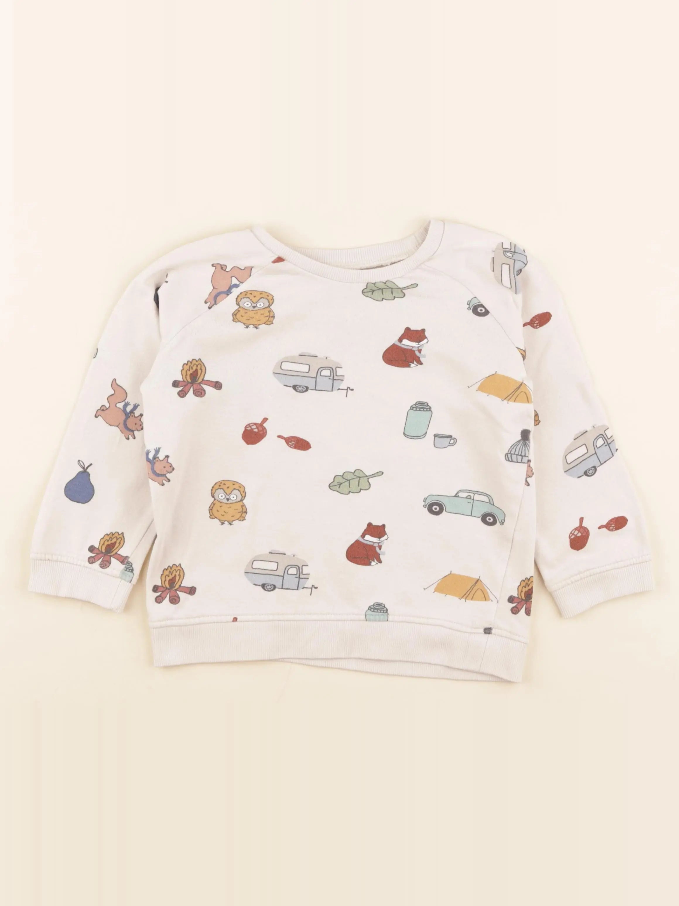H&M - sweat beige - 3/4 ans