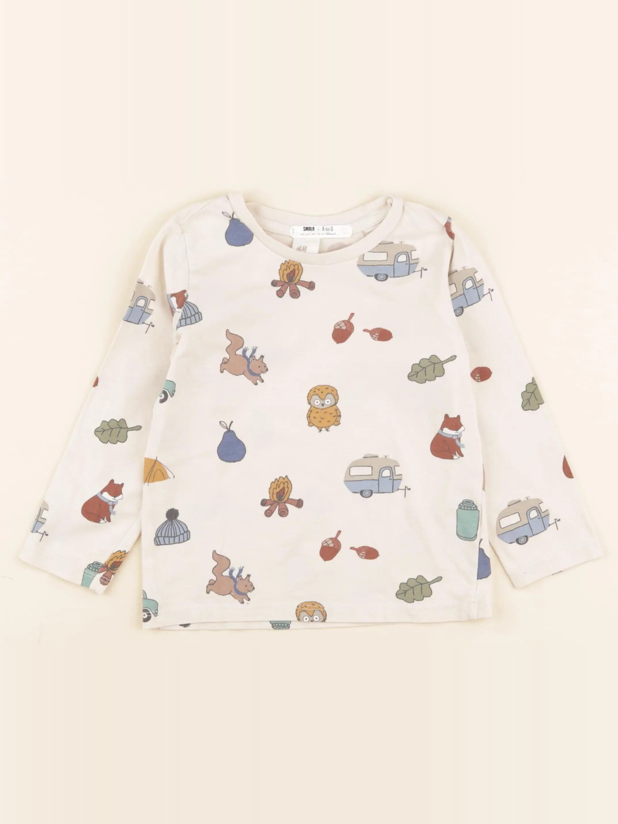 H&M - tee-shirt beige - 3/4 ans