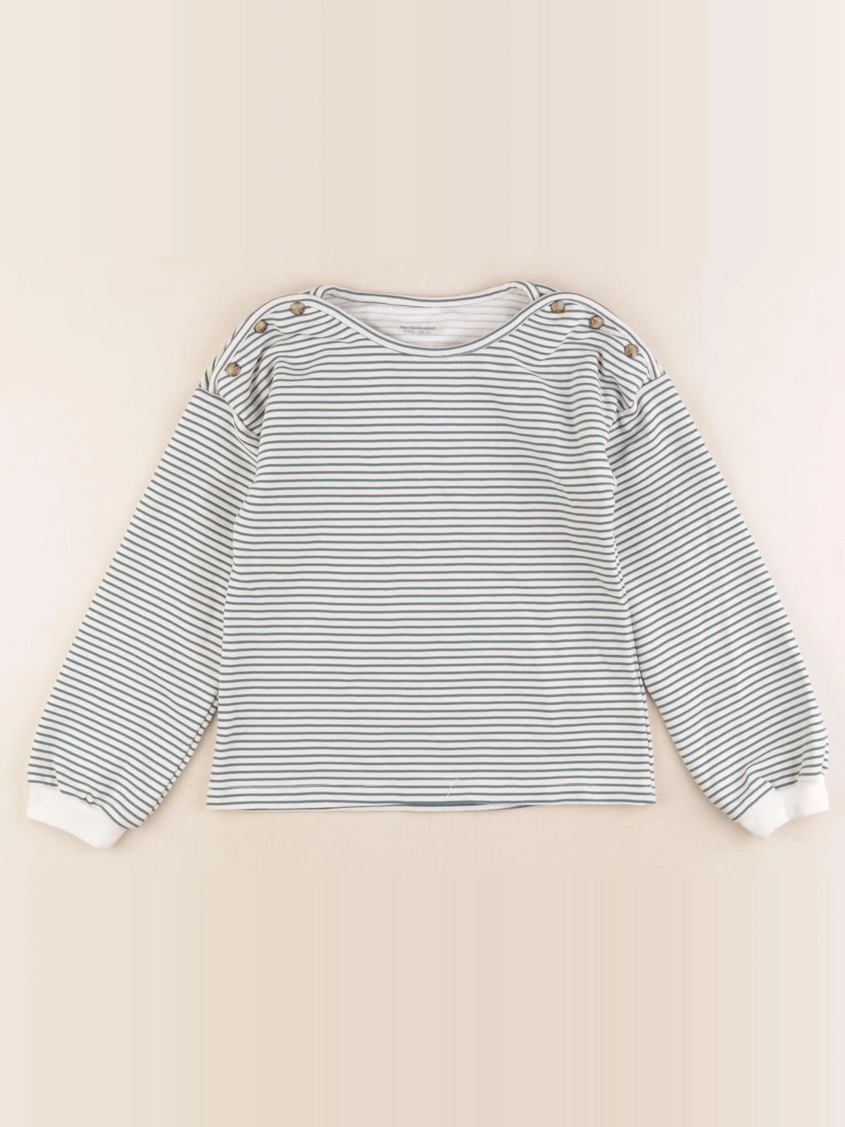 Vertbaudet - sweat blanc, bleu - 8 ans