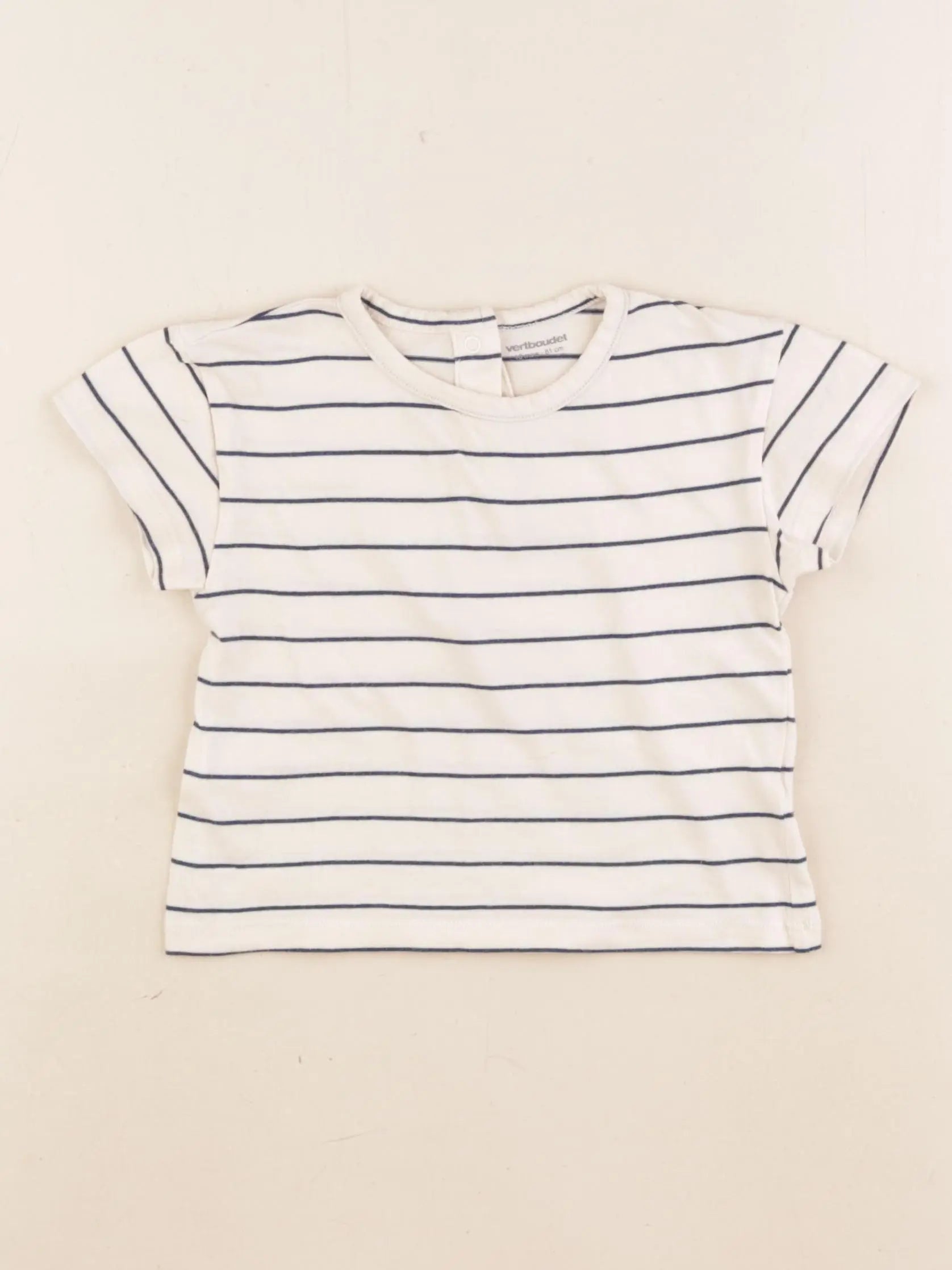Vertbaudet - tee-shirt beige, bleu - 18 mois