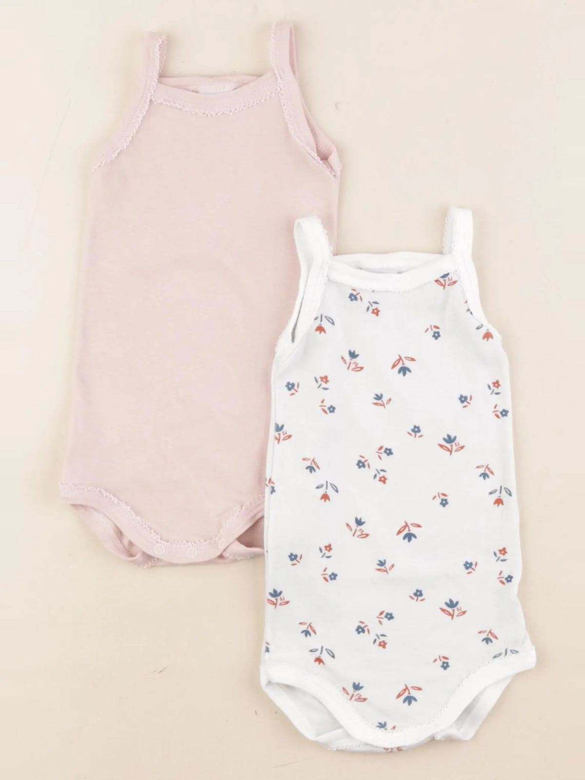Petit Bateau - lot de 2 bodies en coton blanc, rose - 6 mois