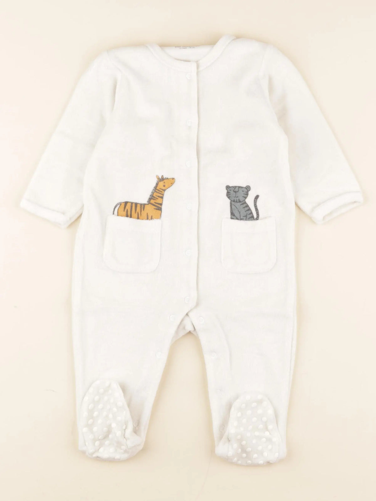 Vertbaudet - pyjama velours blanc - 12 mois