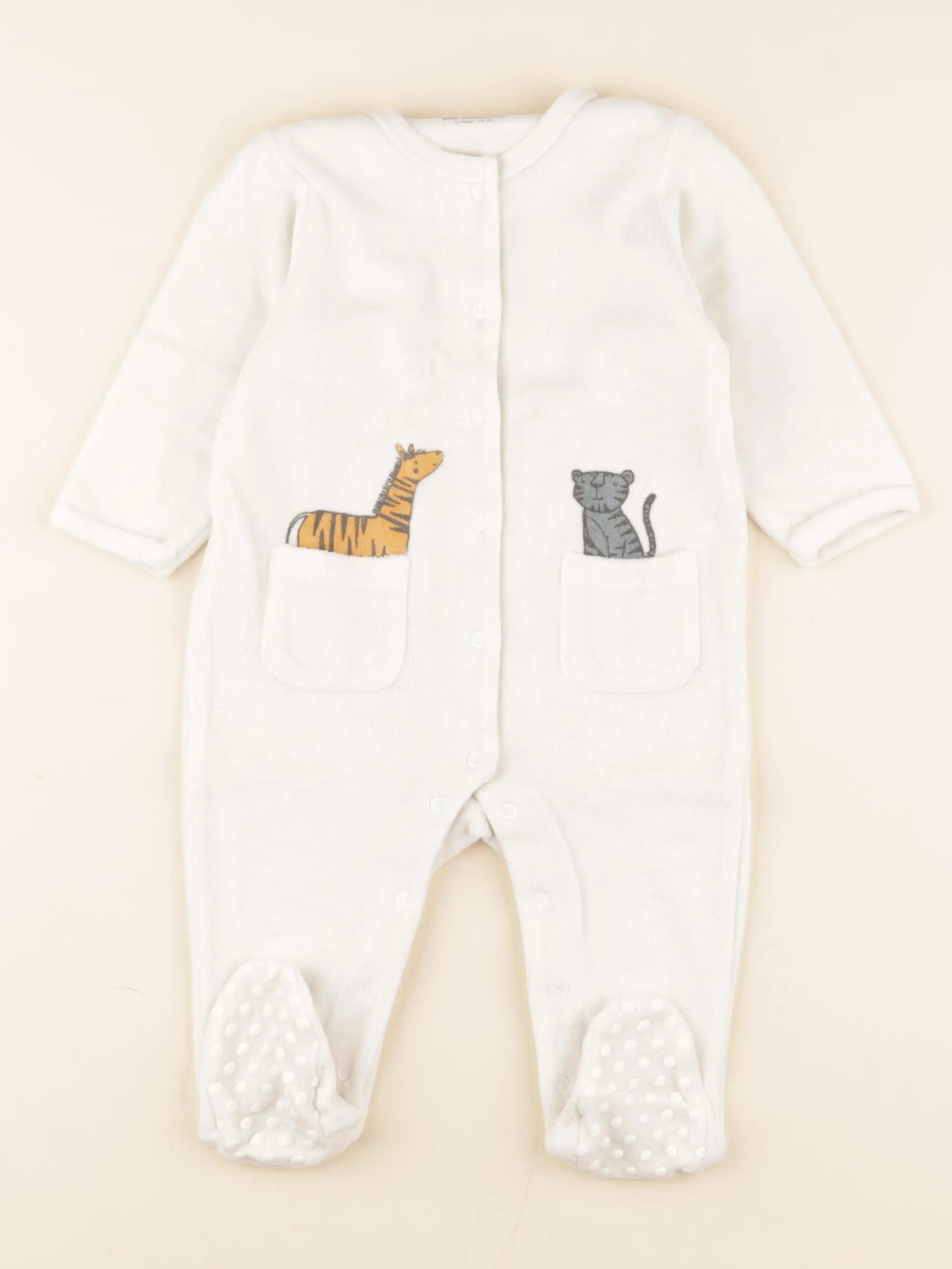 Vertbaudet - pyjama velours blanc - 12 mois