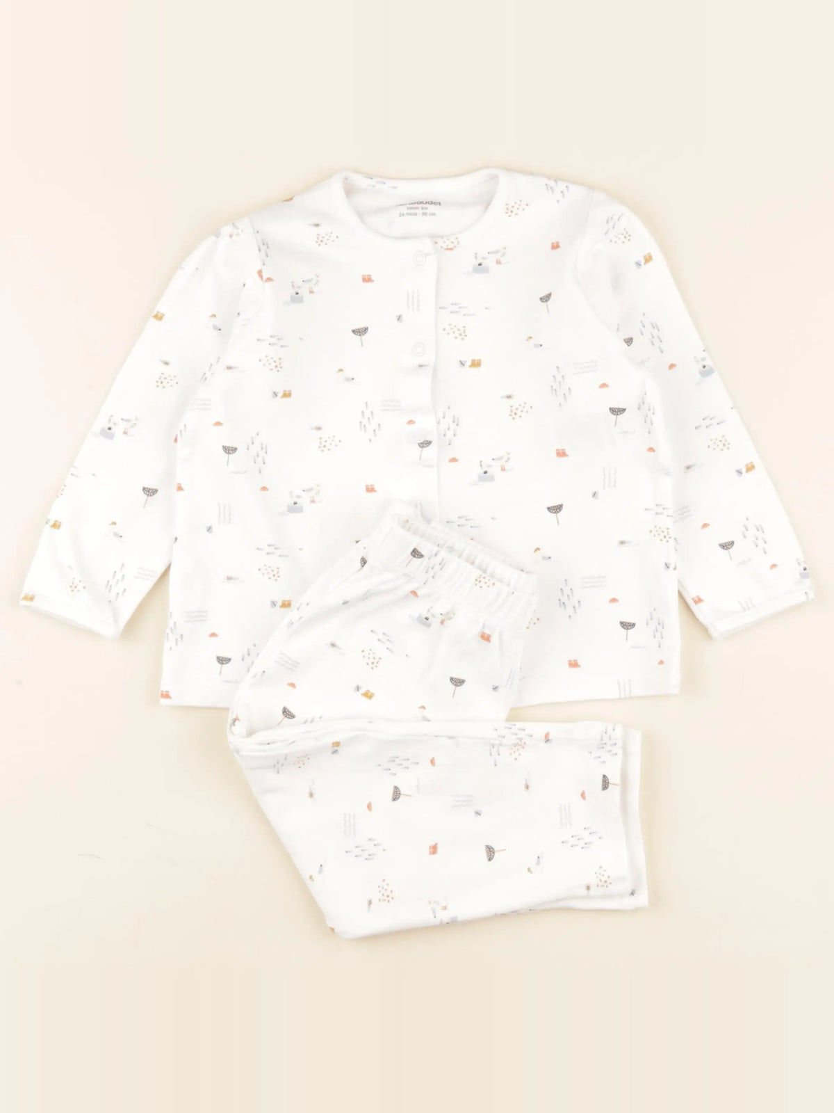 Vertbaudet - pyjama coton blanc - 24 mois