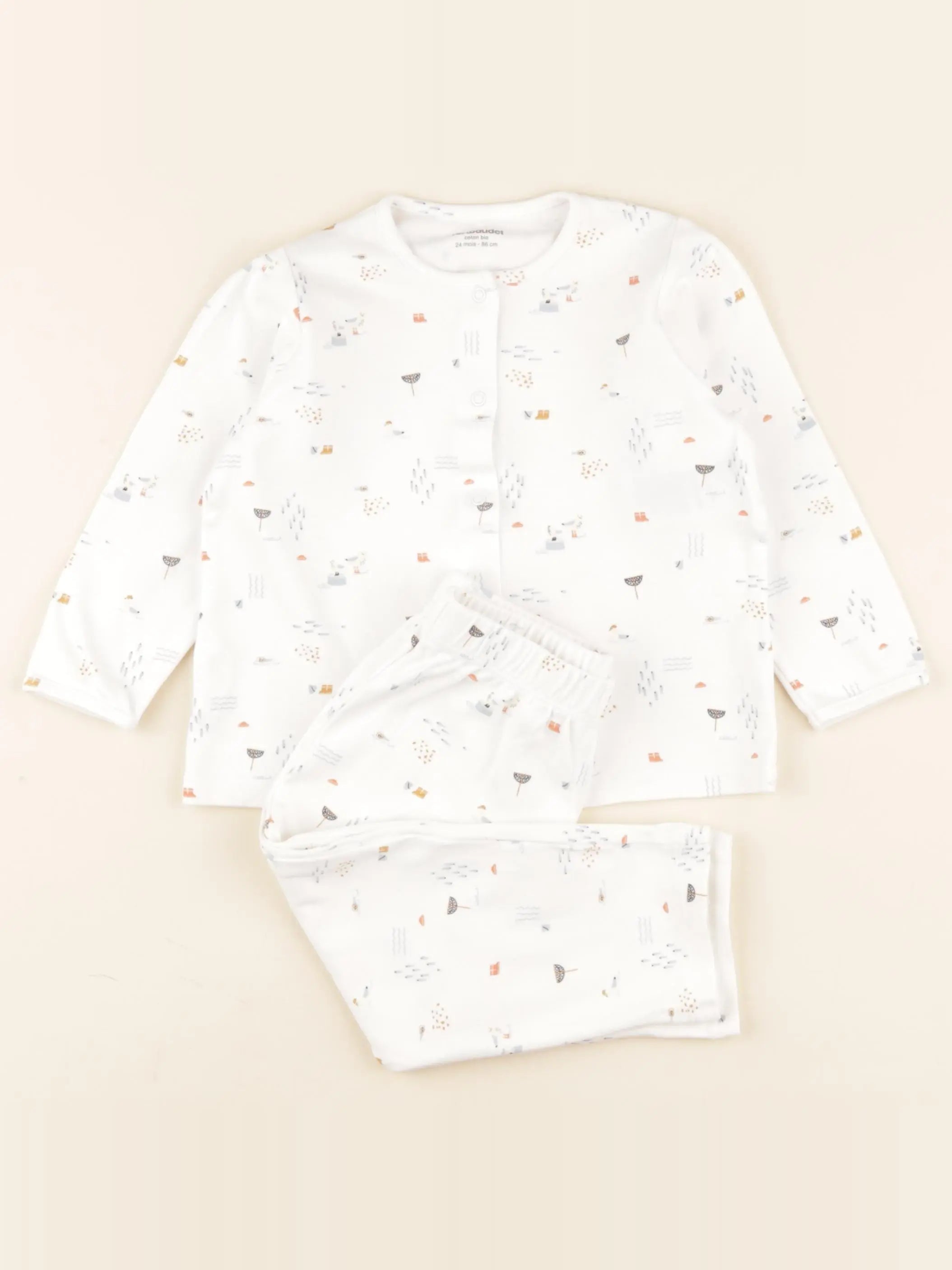 Vertbaudet - pyjama coton blanc - 24 mois