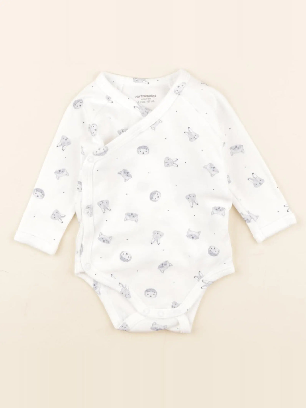 Vertbaudet - body blanc, bleu - 6 mois