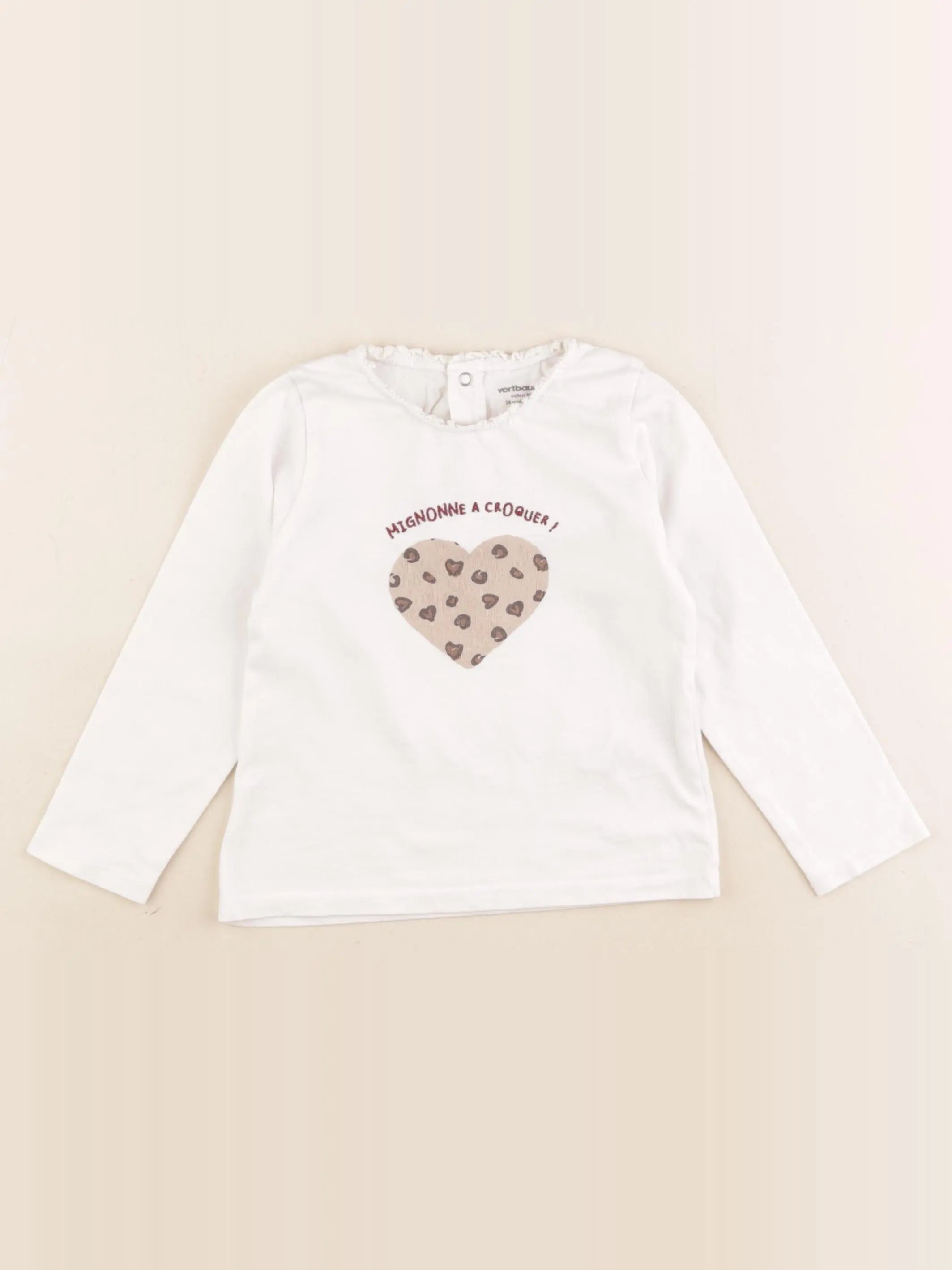 Vertbaudet - tee-shirt beige - 2 ans