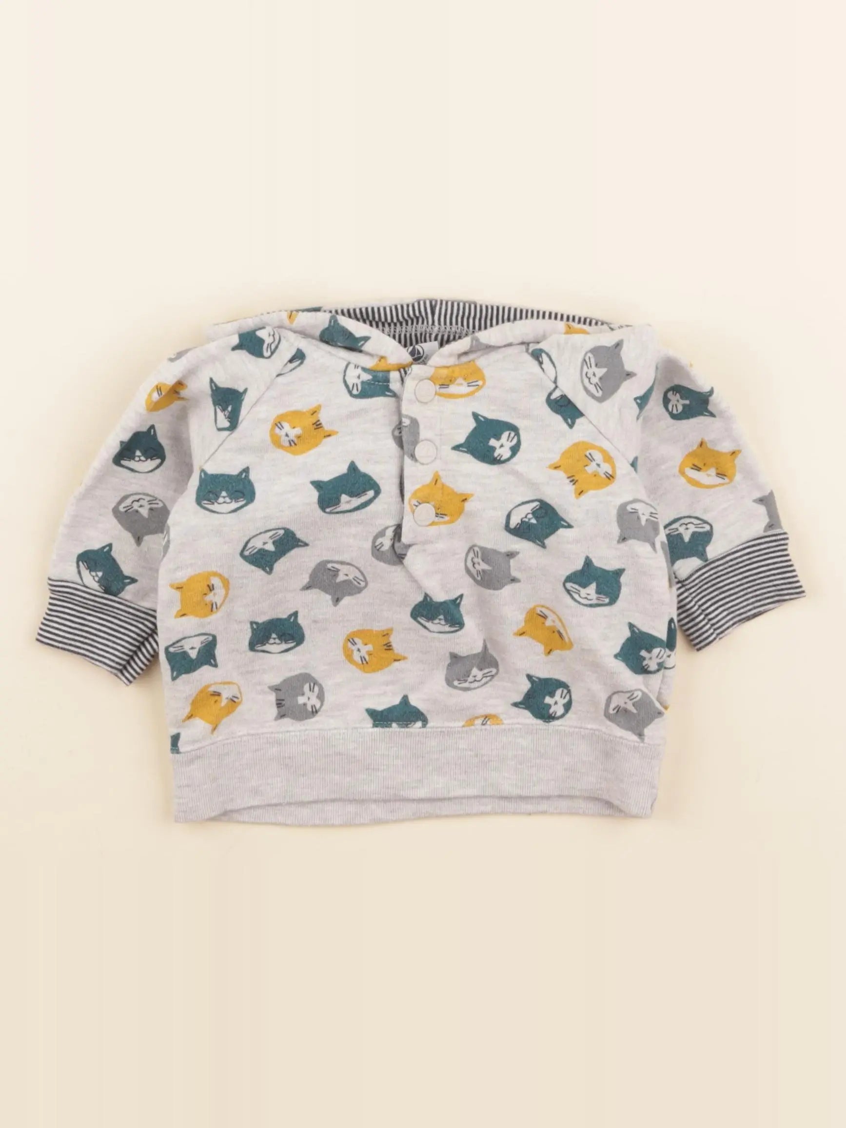 Petit Bateau - sweat gris - 6 mois