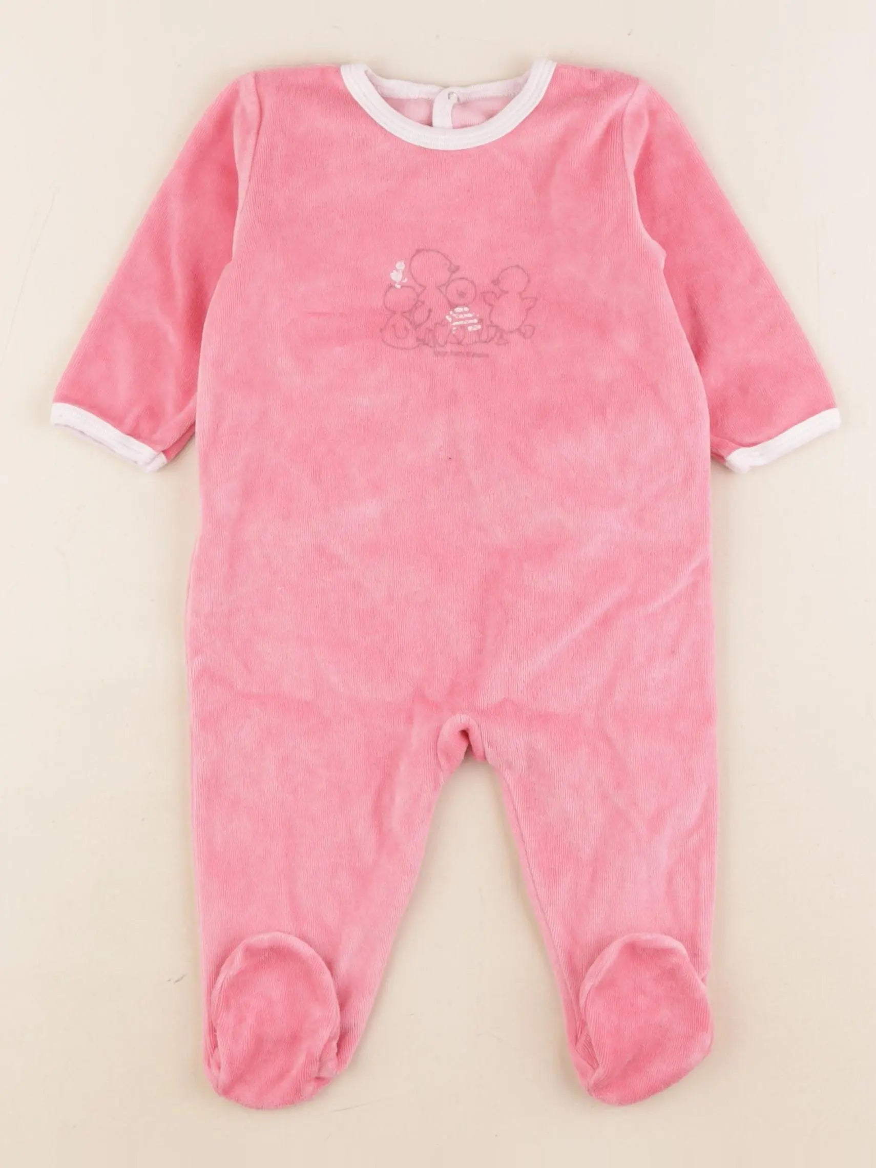 Petit Bateau - pyjama velours rose - 6 mois