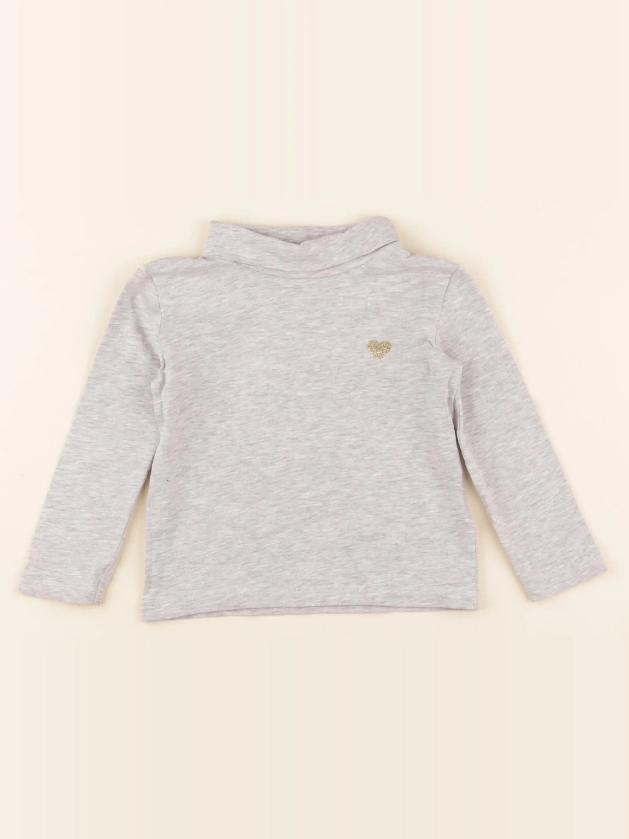 Vertbaudet - sous-pull gris, or - 2 ans