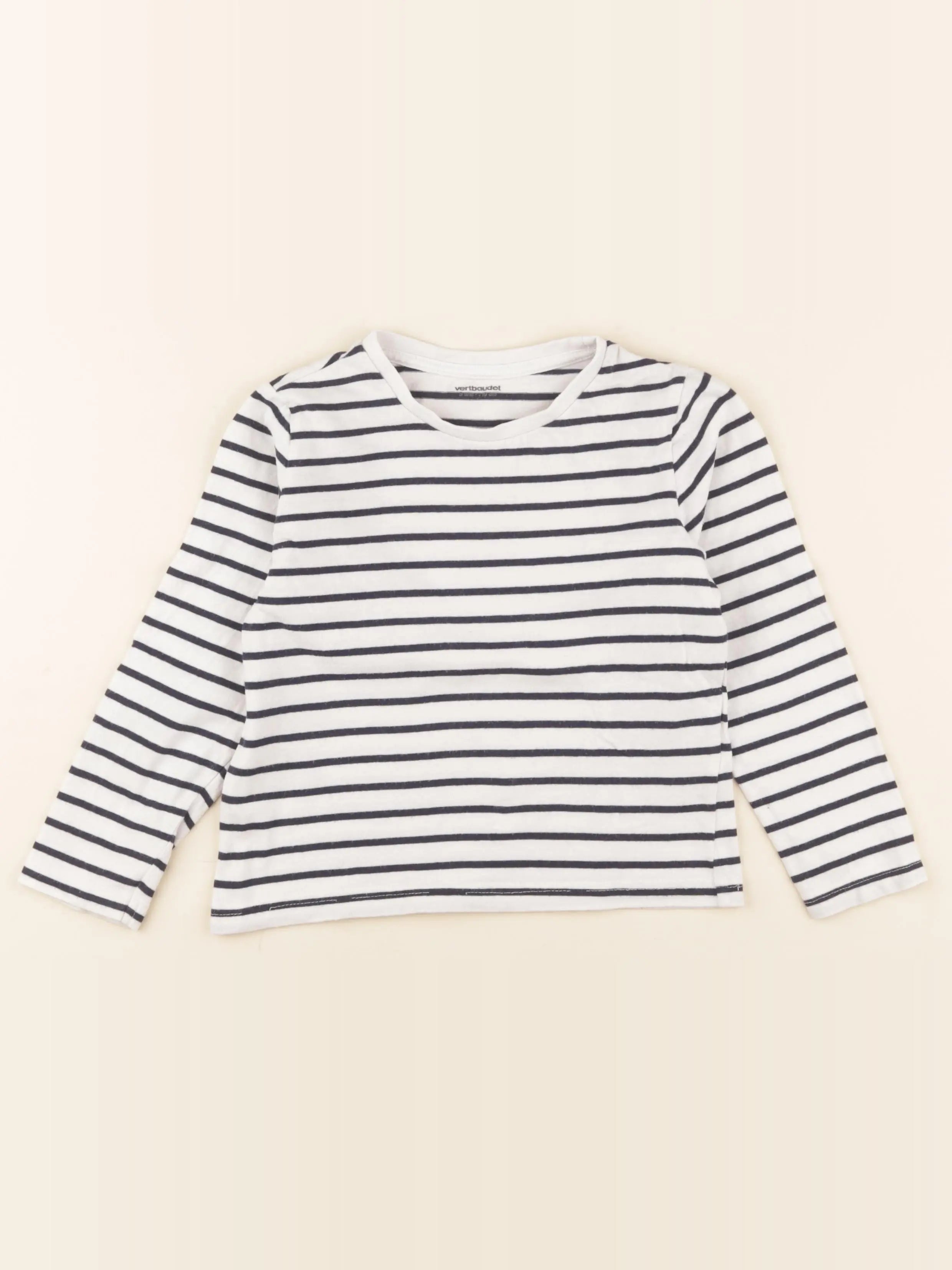 Vertbaudet - tee-shirt blanc, bleu - 5 ans