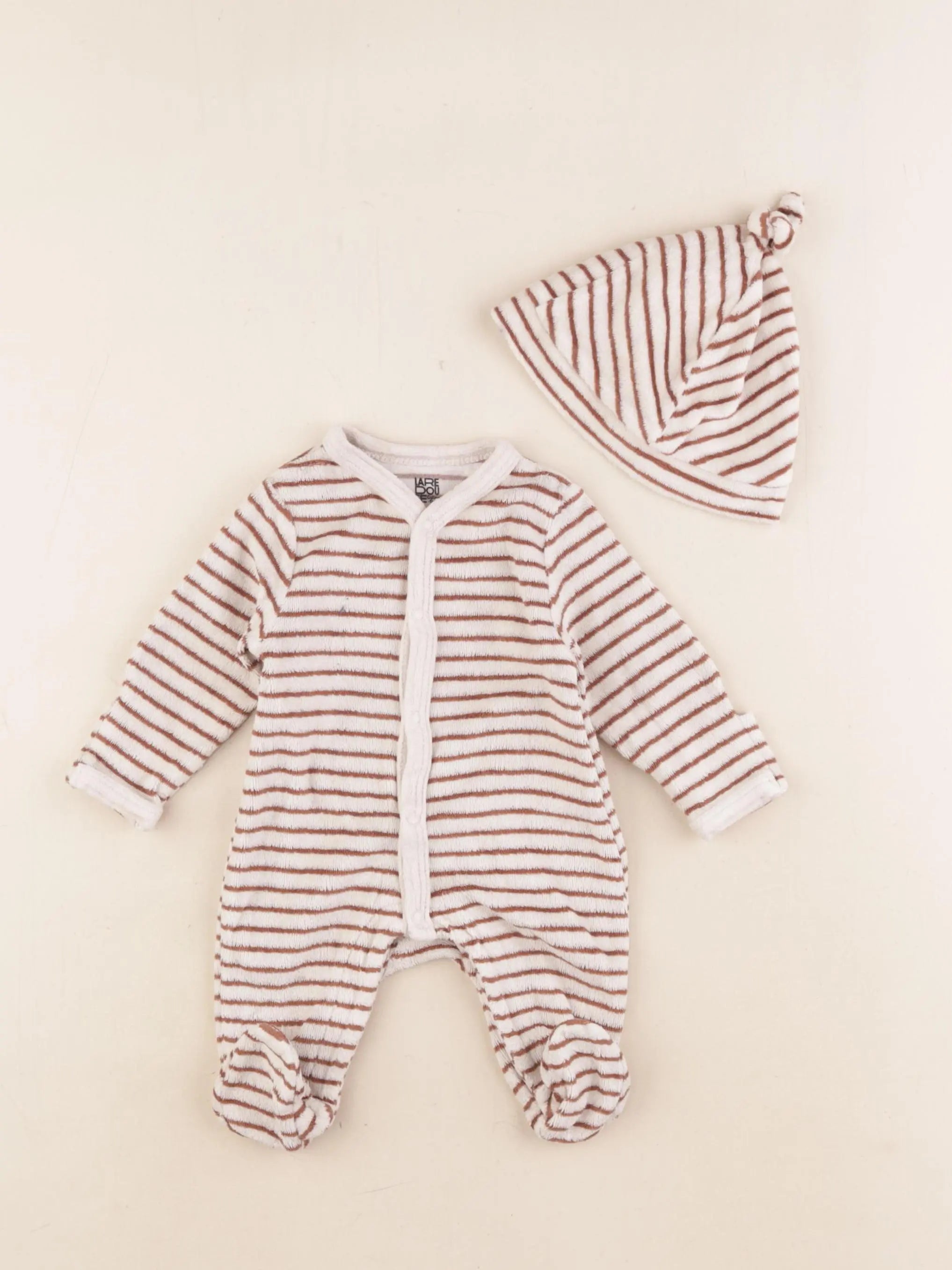La Redoute - pyjama velours beige, marron - 0 mois