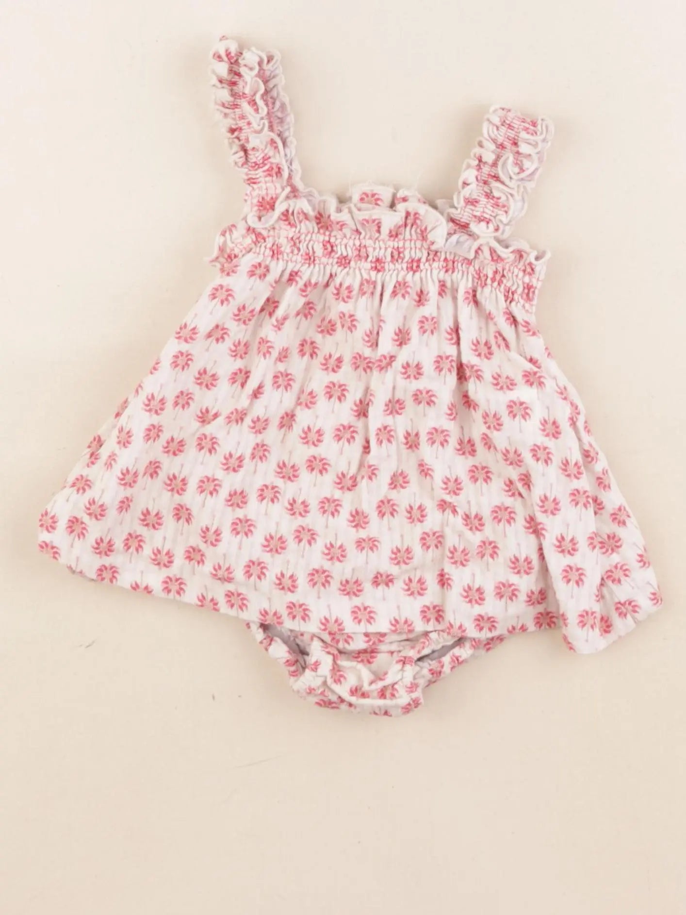 Zara - robe beige, rose - 3/6 mois