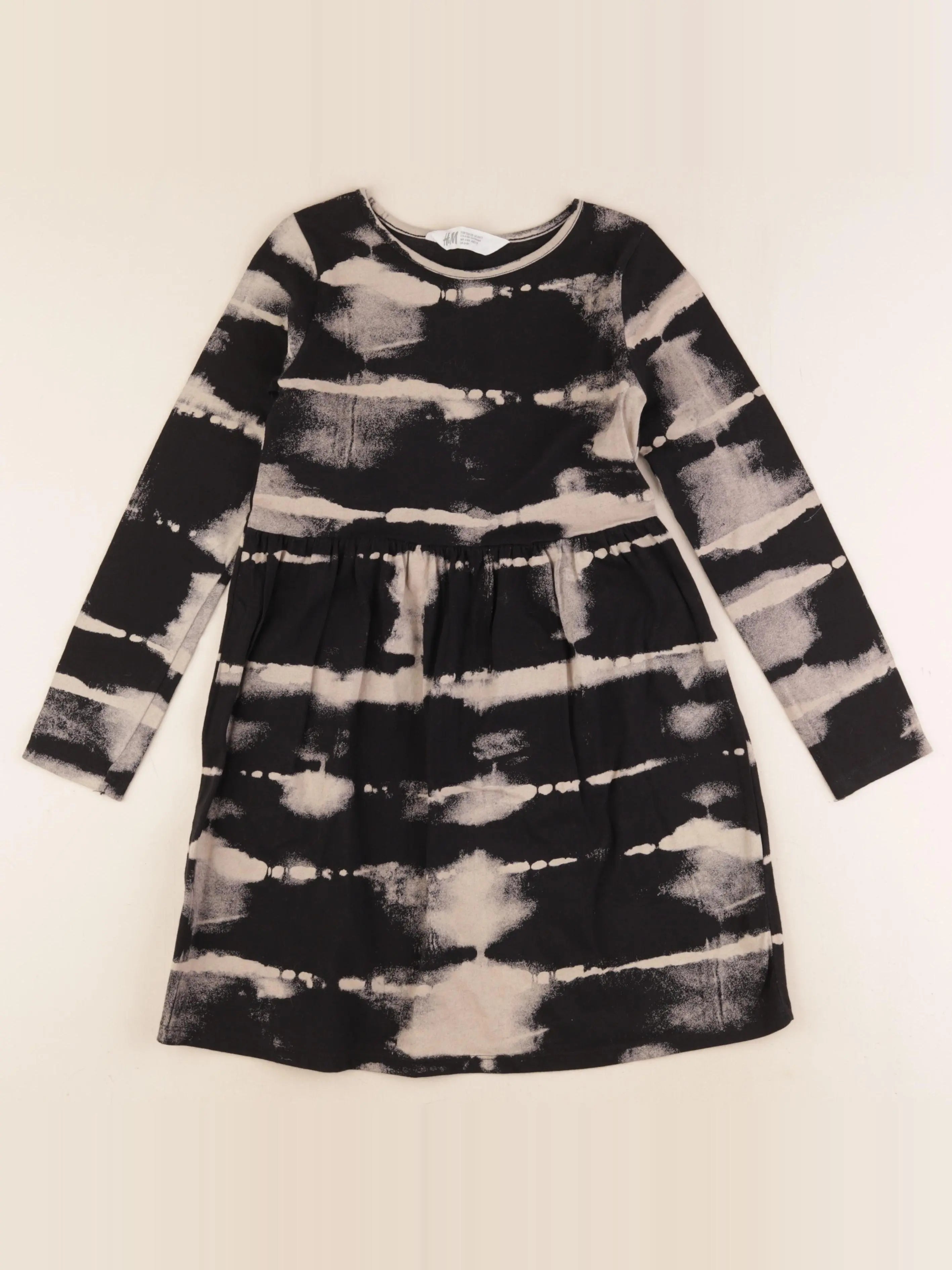 H&M - robe beige, noir - 6/8 ans