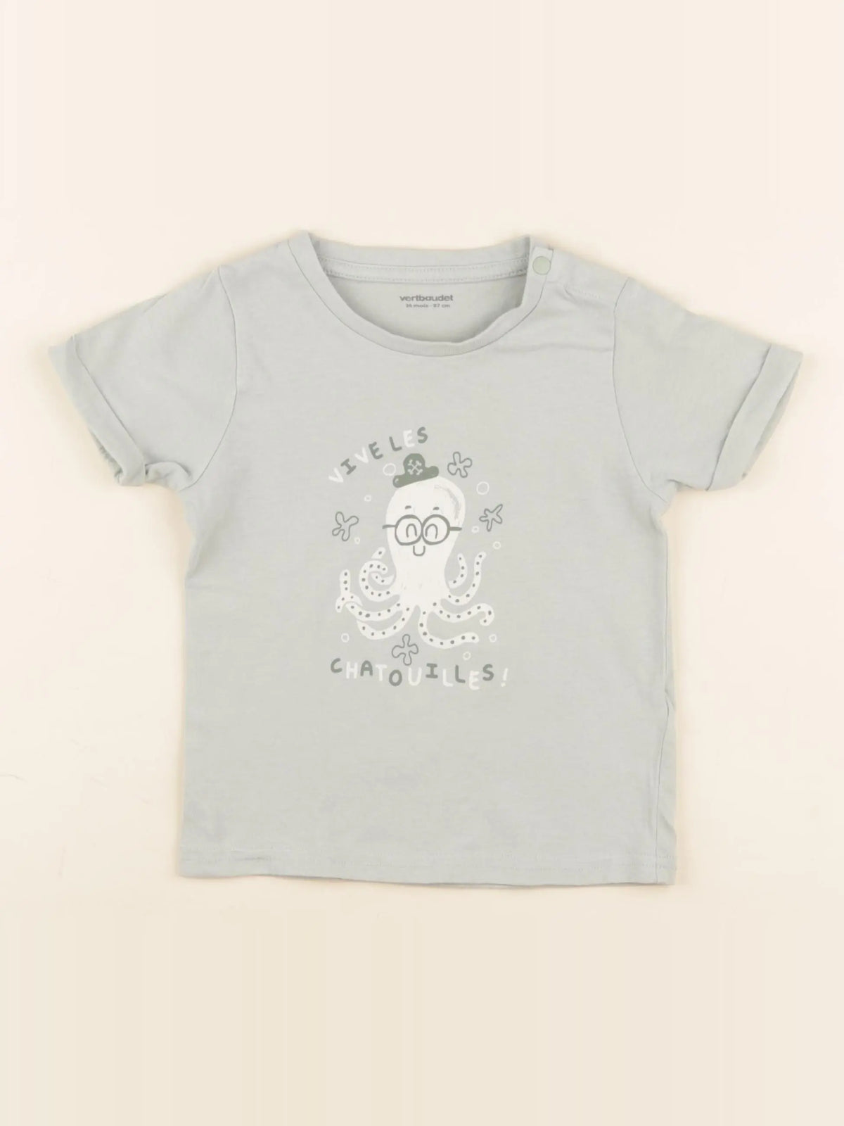Vertbaudet - tee-shirt coton bleu - 3 ans