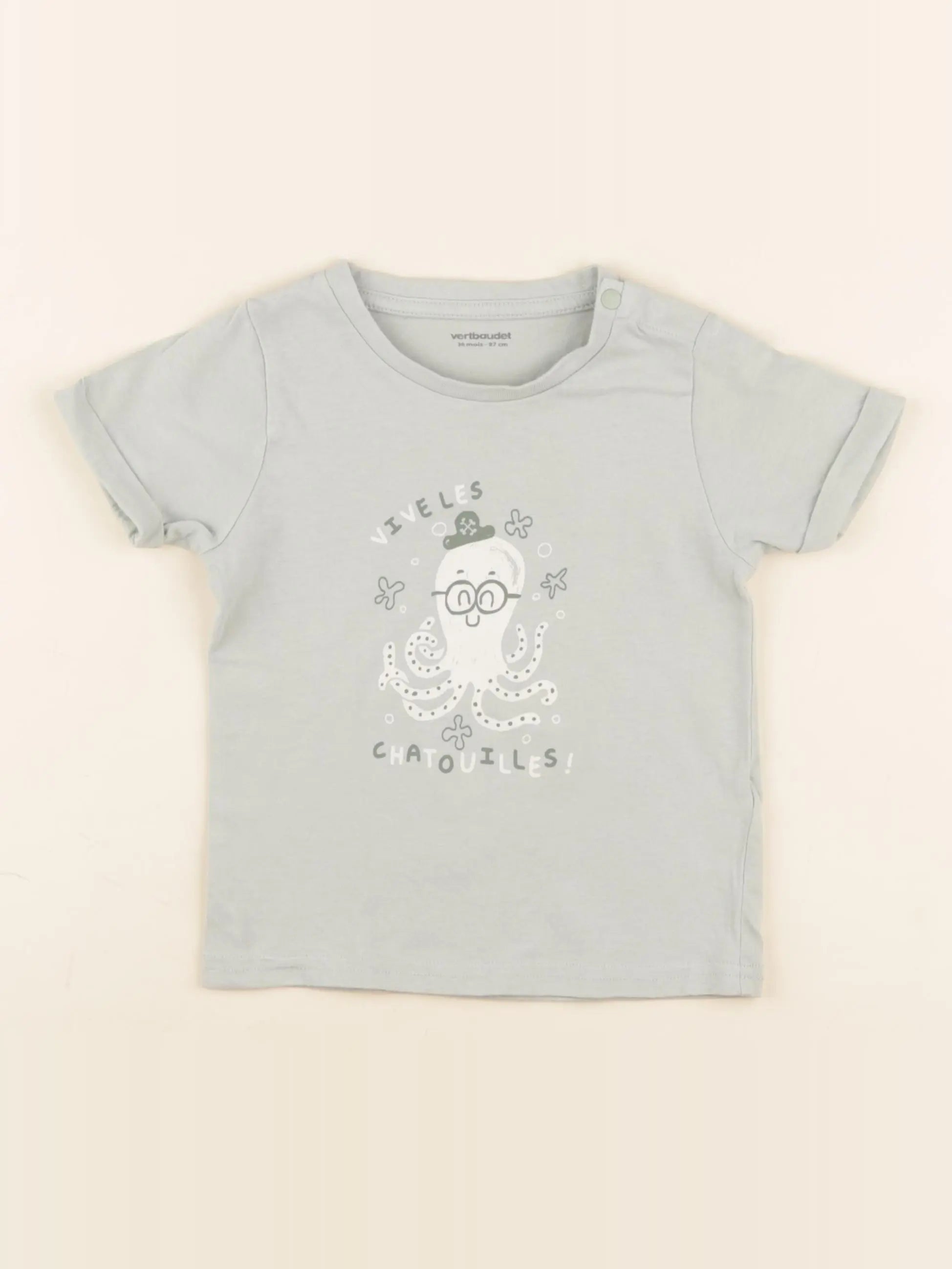 Vertbaudet - tee-shirt coton bleu - 3 ans