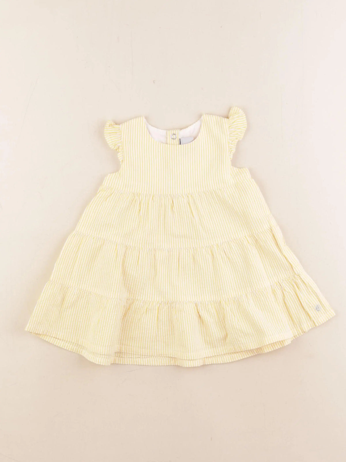 Petit Bateau - robe jaune, blanc - 6 mois