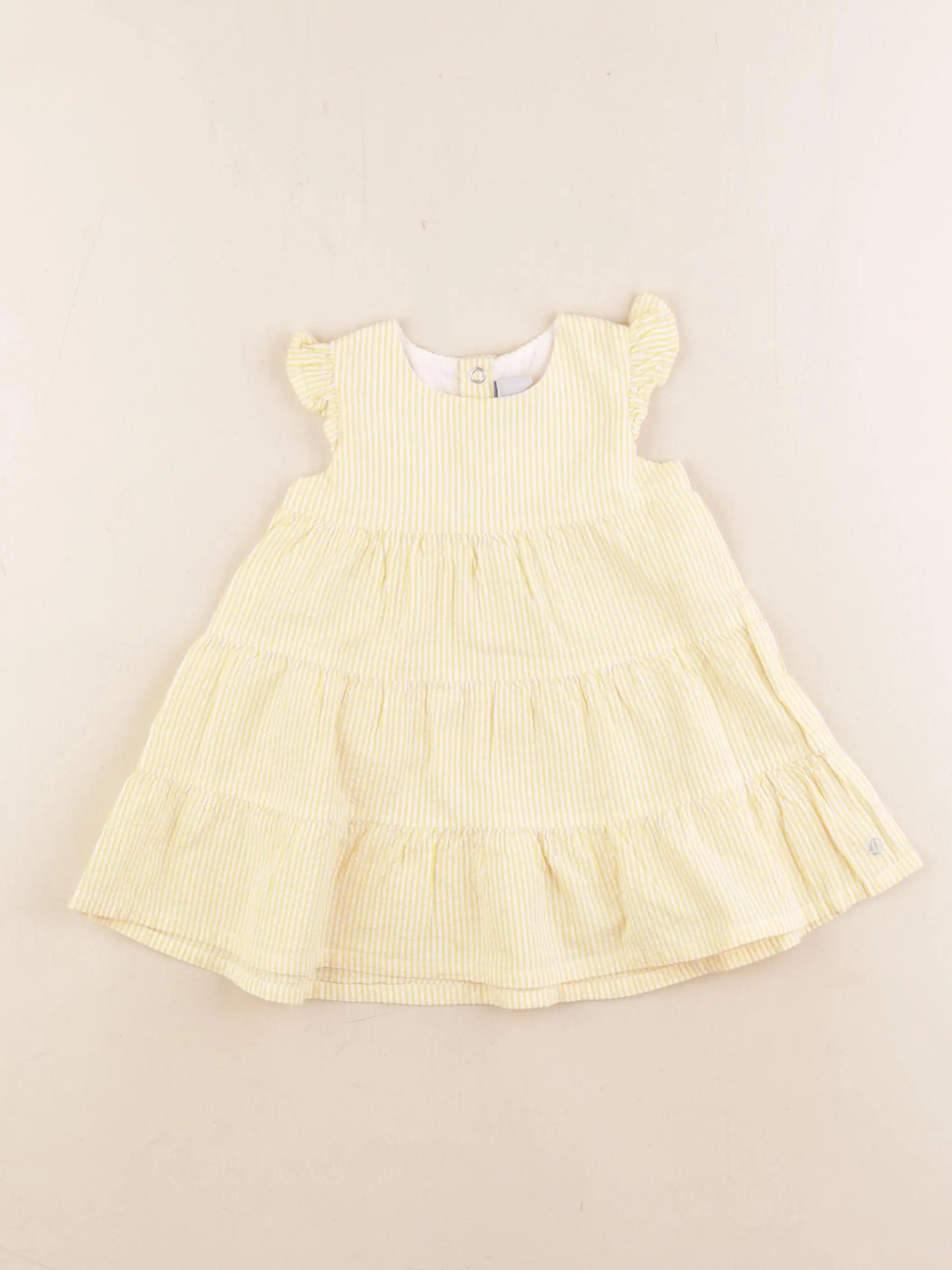 Petit Bateau - robe jaune, blanc - 6 mois