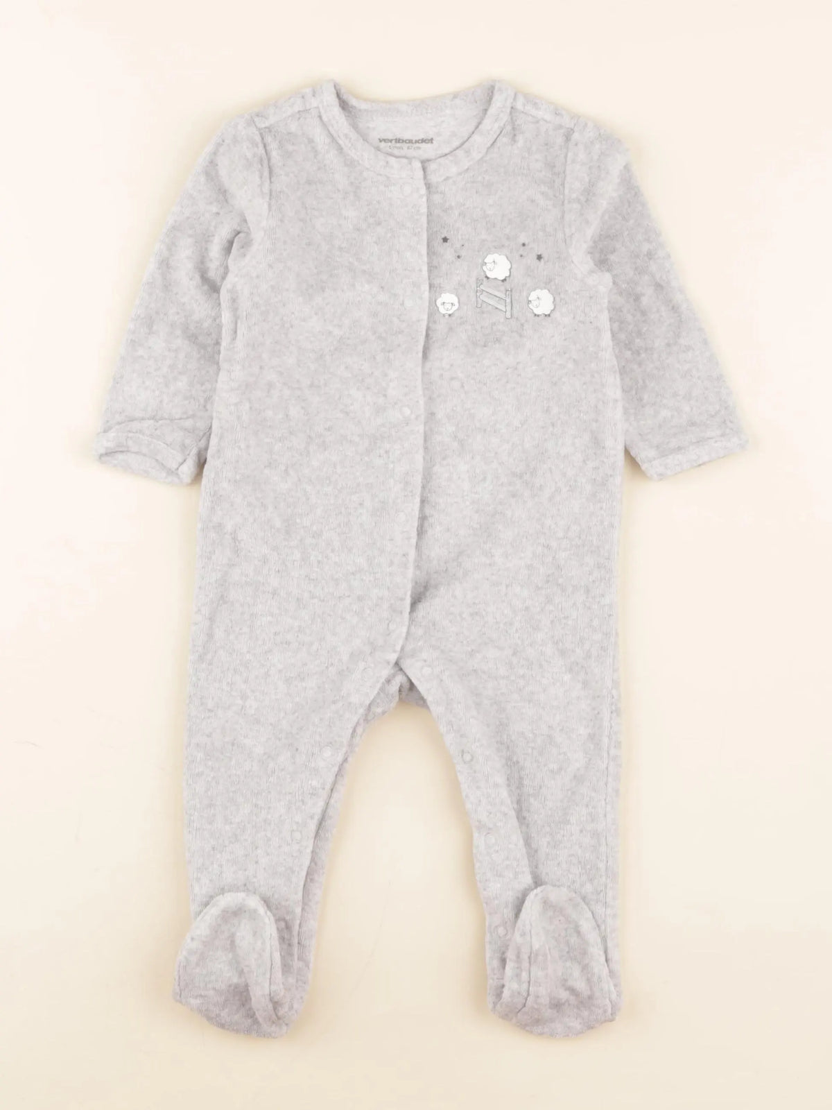 Vertbaudet - pyjama velours gris - 6 mois