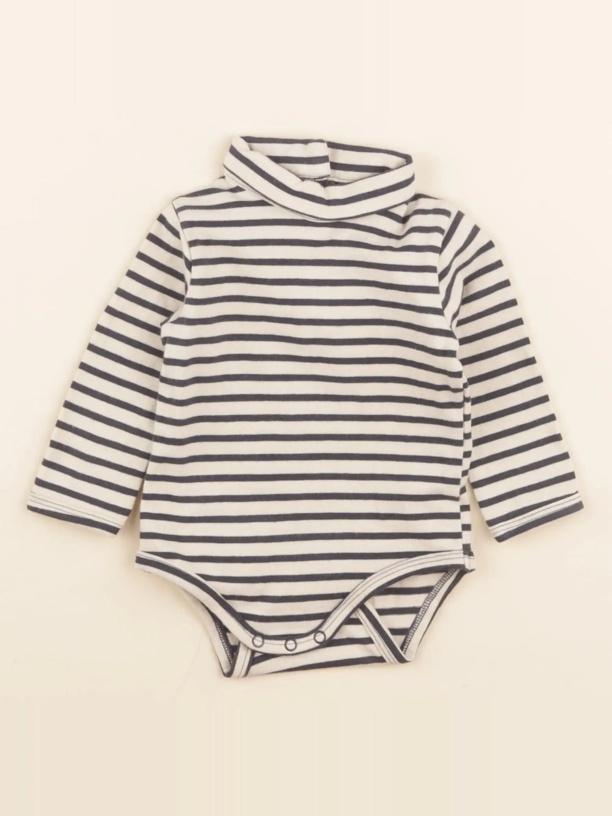 Vertbaudet - body à col bleu, beige - 6 mois