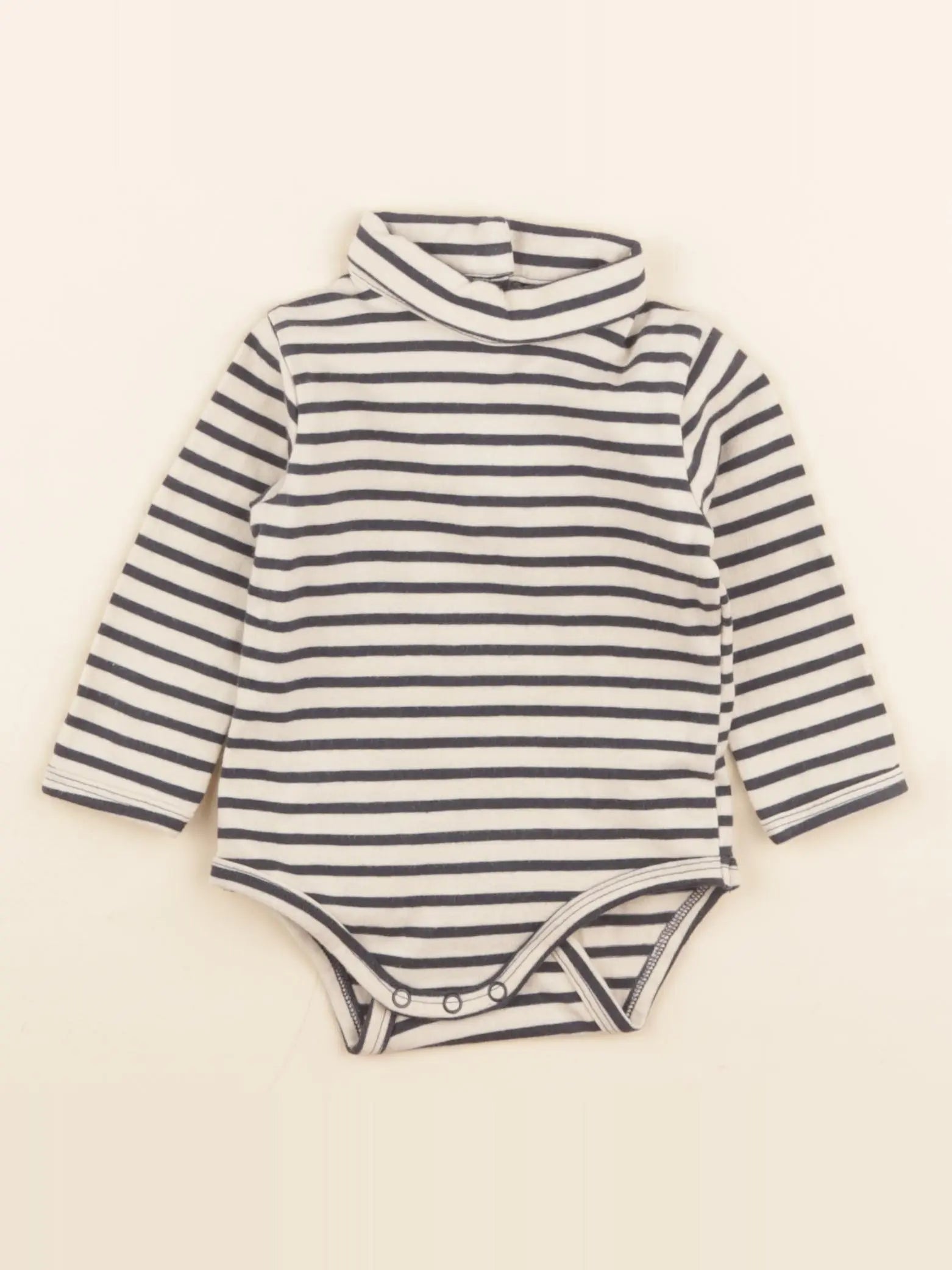 Vertbaudet - body à col bleu, beige - 6 mois