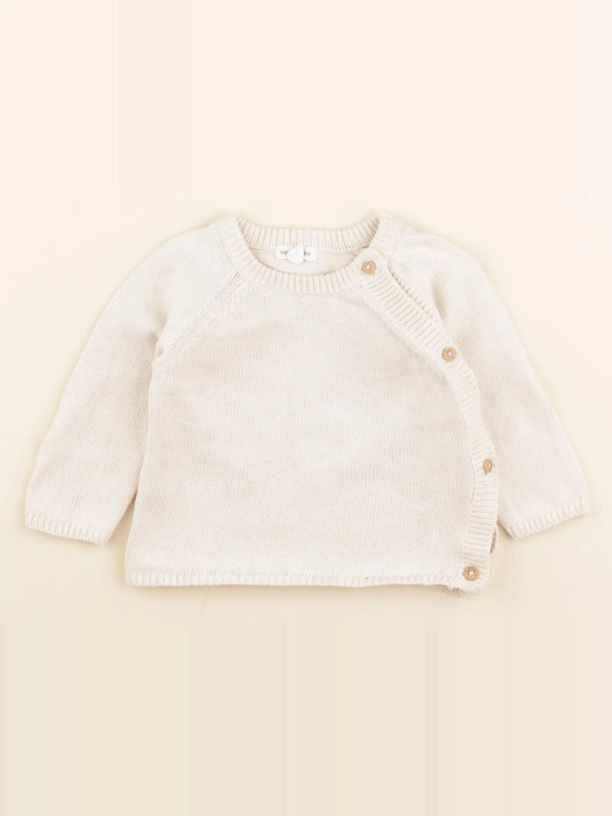 Vertbaudet - gilet beige - 6 mois