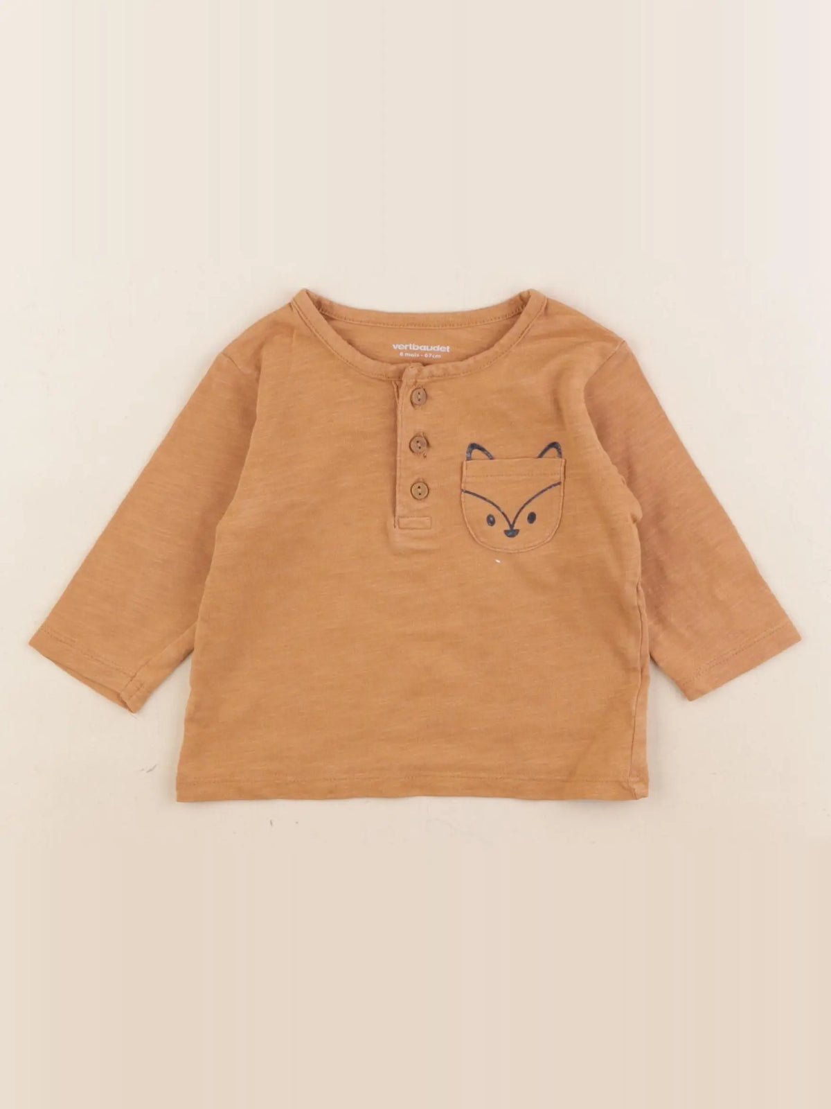 Vertbaudet - tee-shirt marron - 6 mois