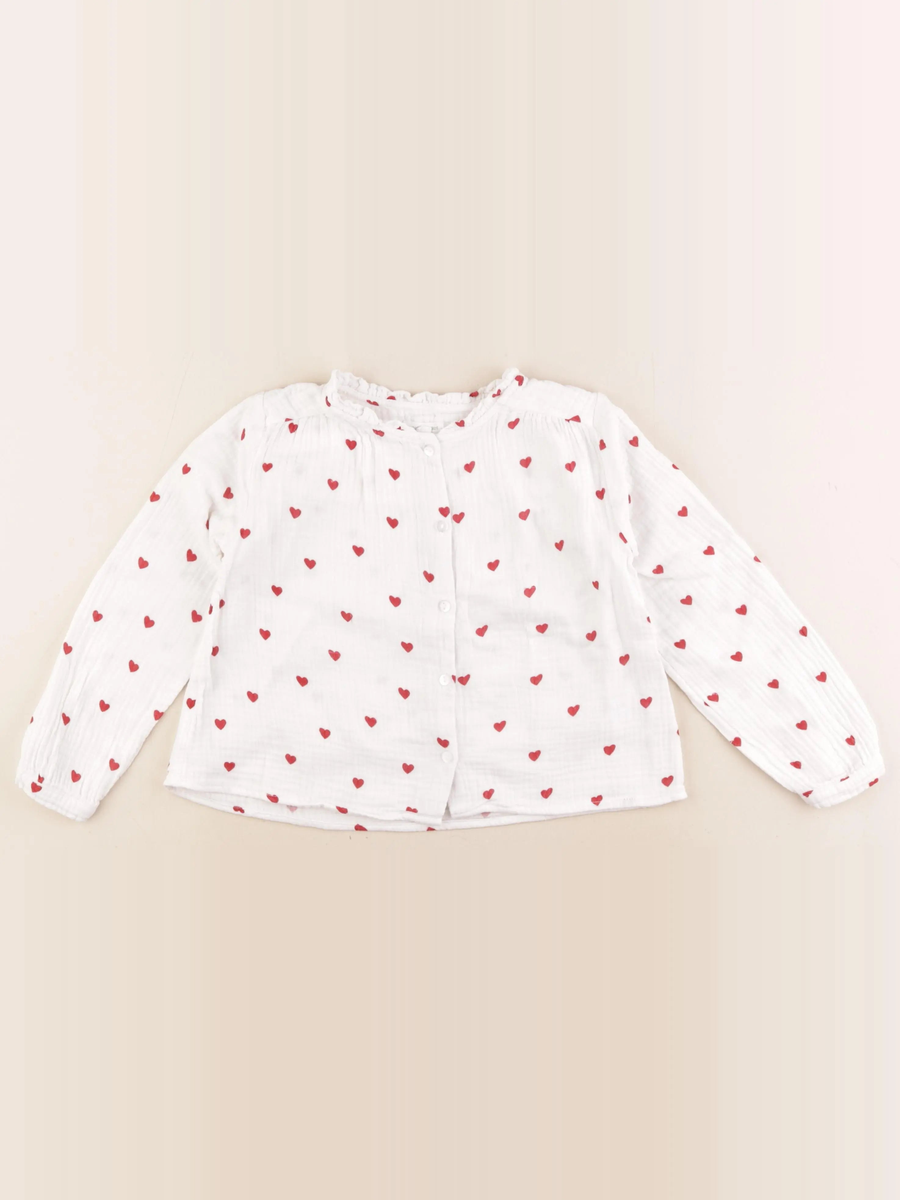 Vertbaudet - blouse blanc, rouge - 5 ans