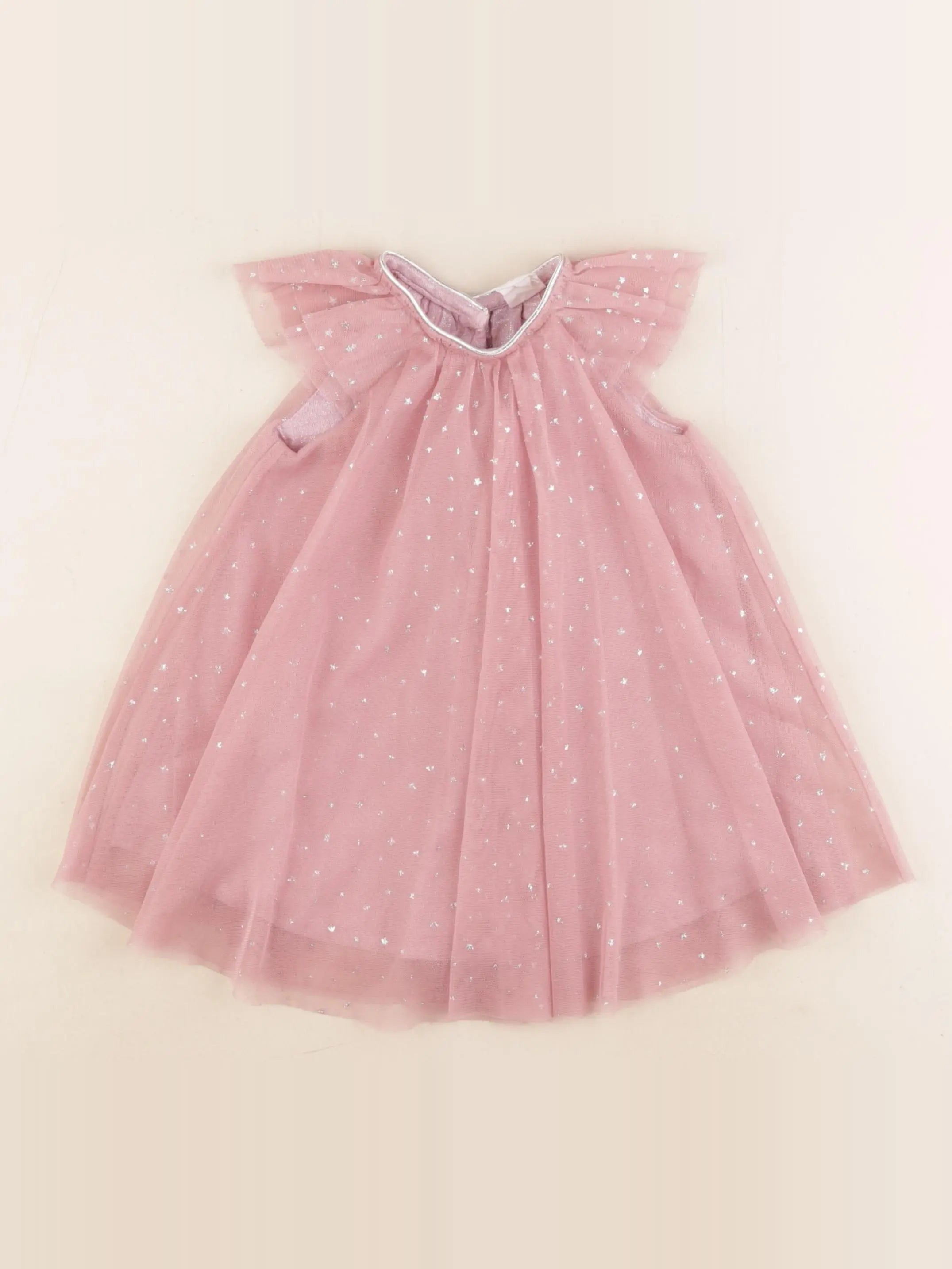 H&M - robe rose, argent - 9/12 mois