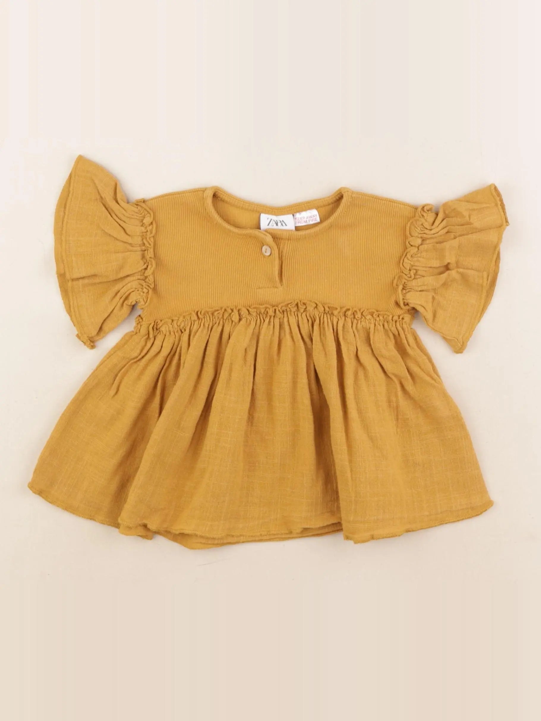 Zara - blouse jaune - 12/9 mois