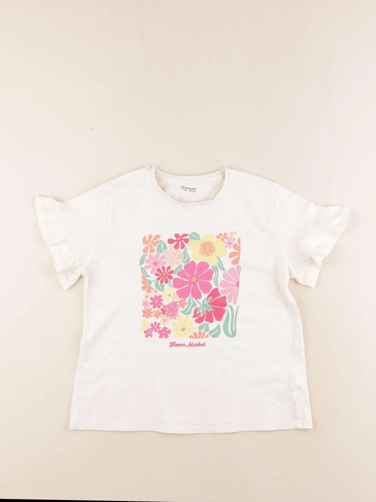 Vertbaudet - tee-shirt beige - 10 ans