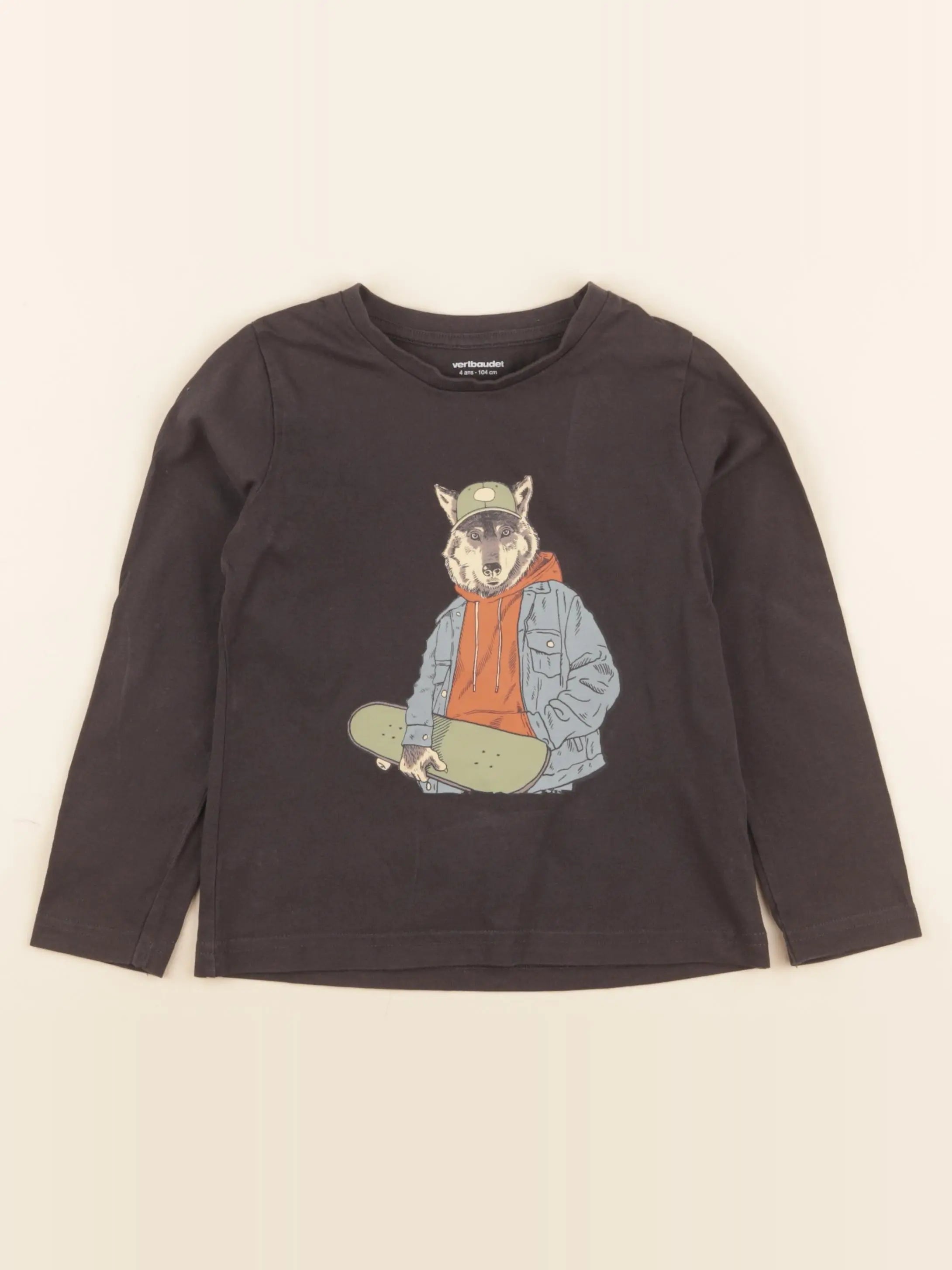 Vertbaudet - tee-shirt noir - 4 ans