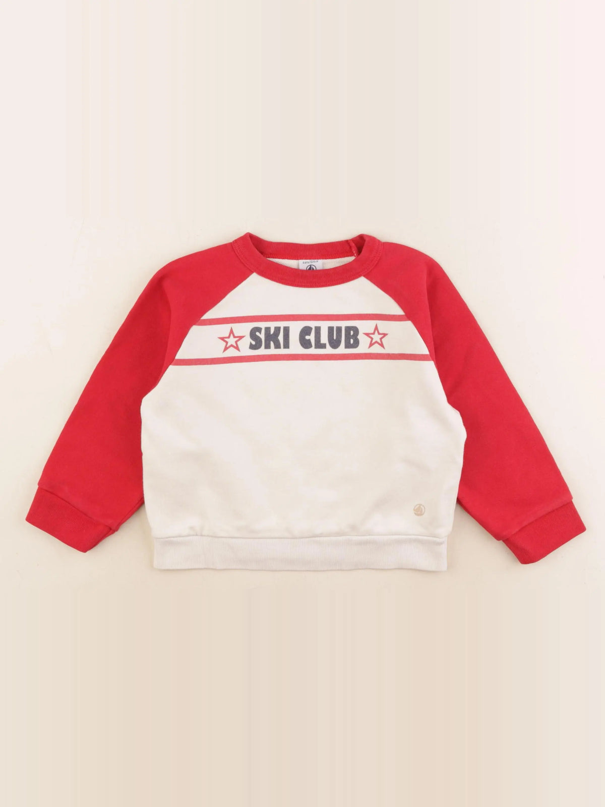 Petit Bateau - sweat blanc, rouge - 4 ans