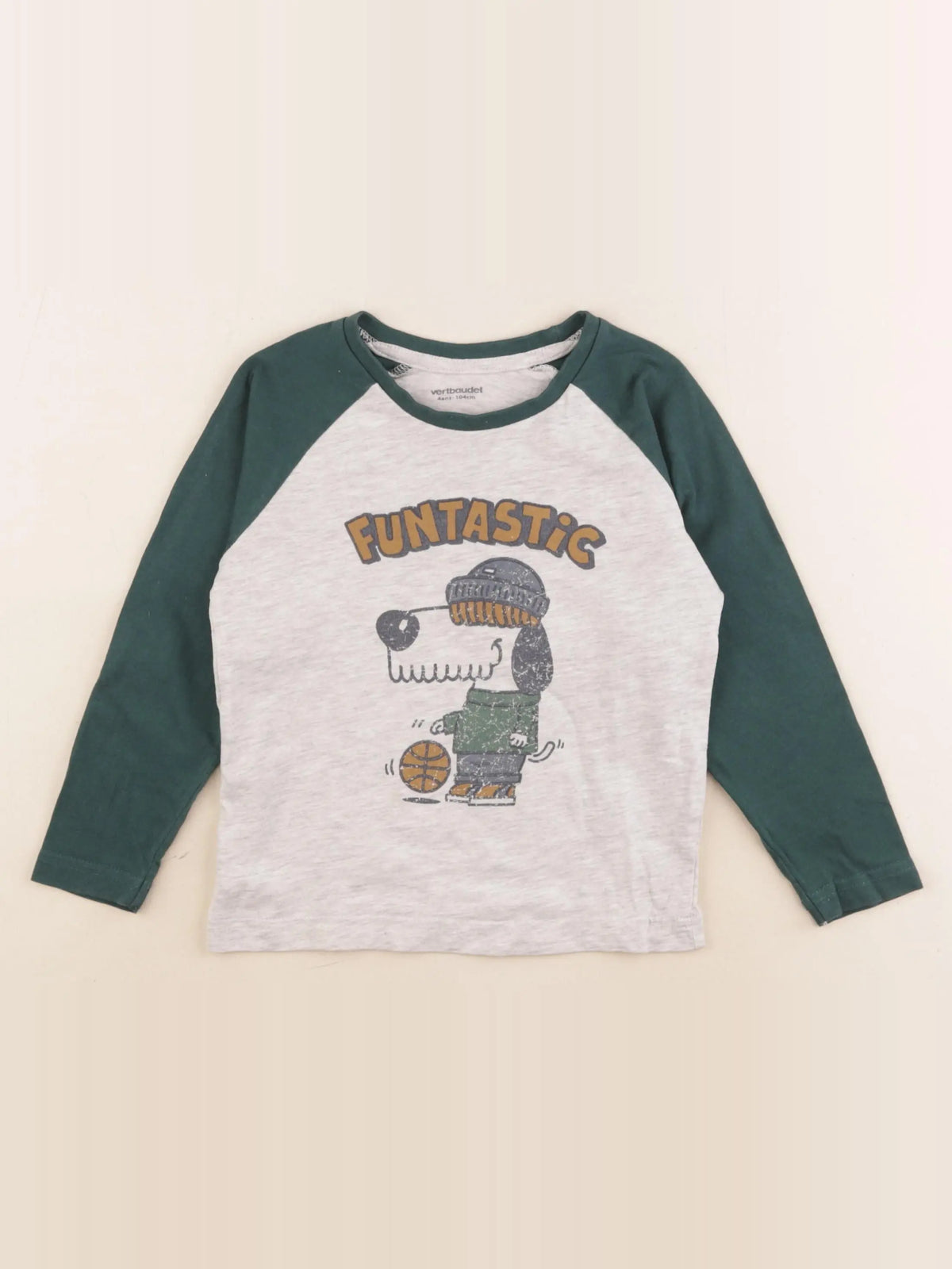 Vertbaudet - tee-shirt gris, vert - 4 ans
