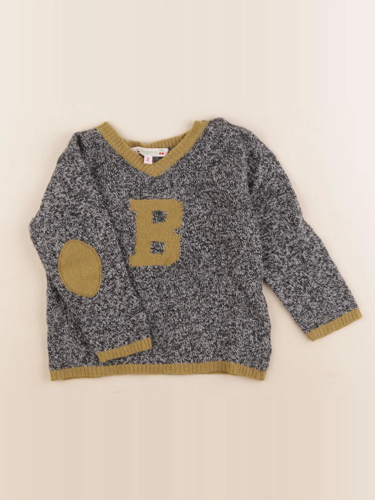 Bonpoint - pull noir, vert - 2 ans
