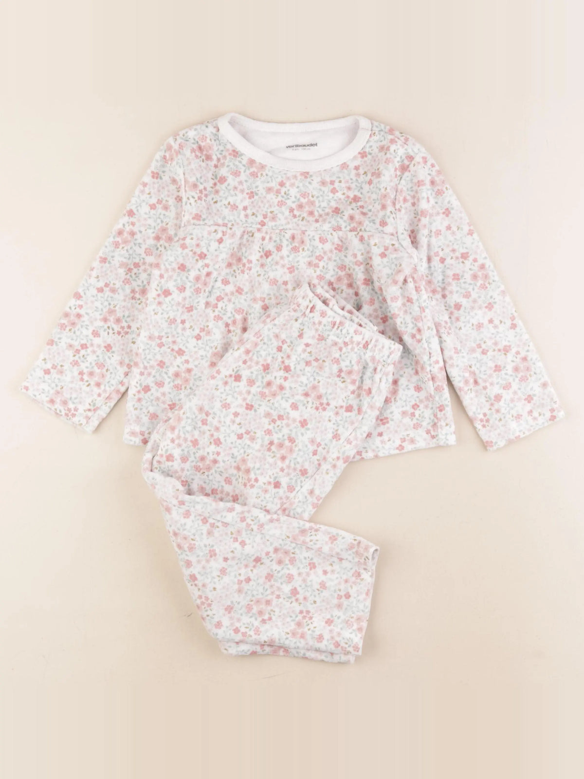 Vertbaudet - pyjama velours multicolore - 4 ans