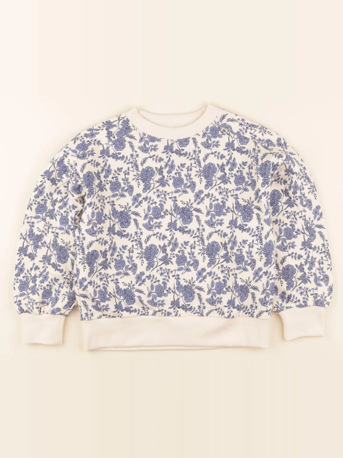 Monoprix - sweat beige, bleu - 8 ans