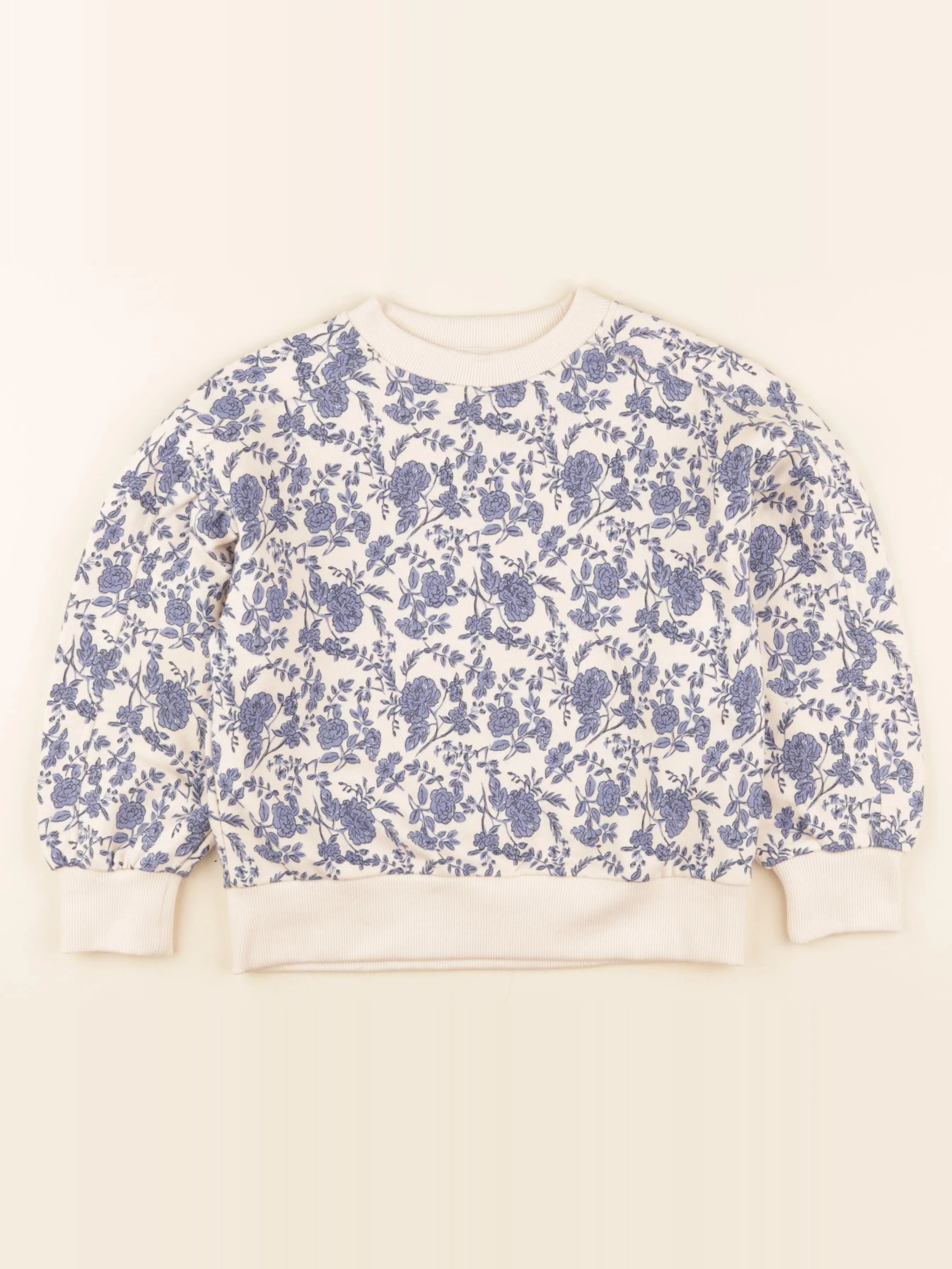 Monoprix - sweat beige, bleu - 8 ans