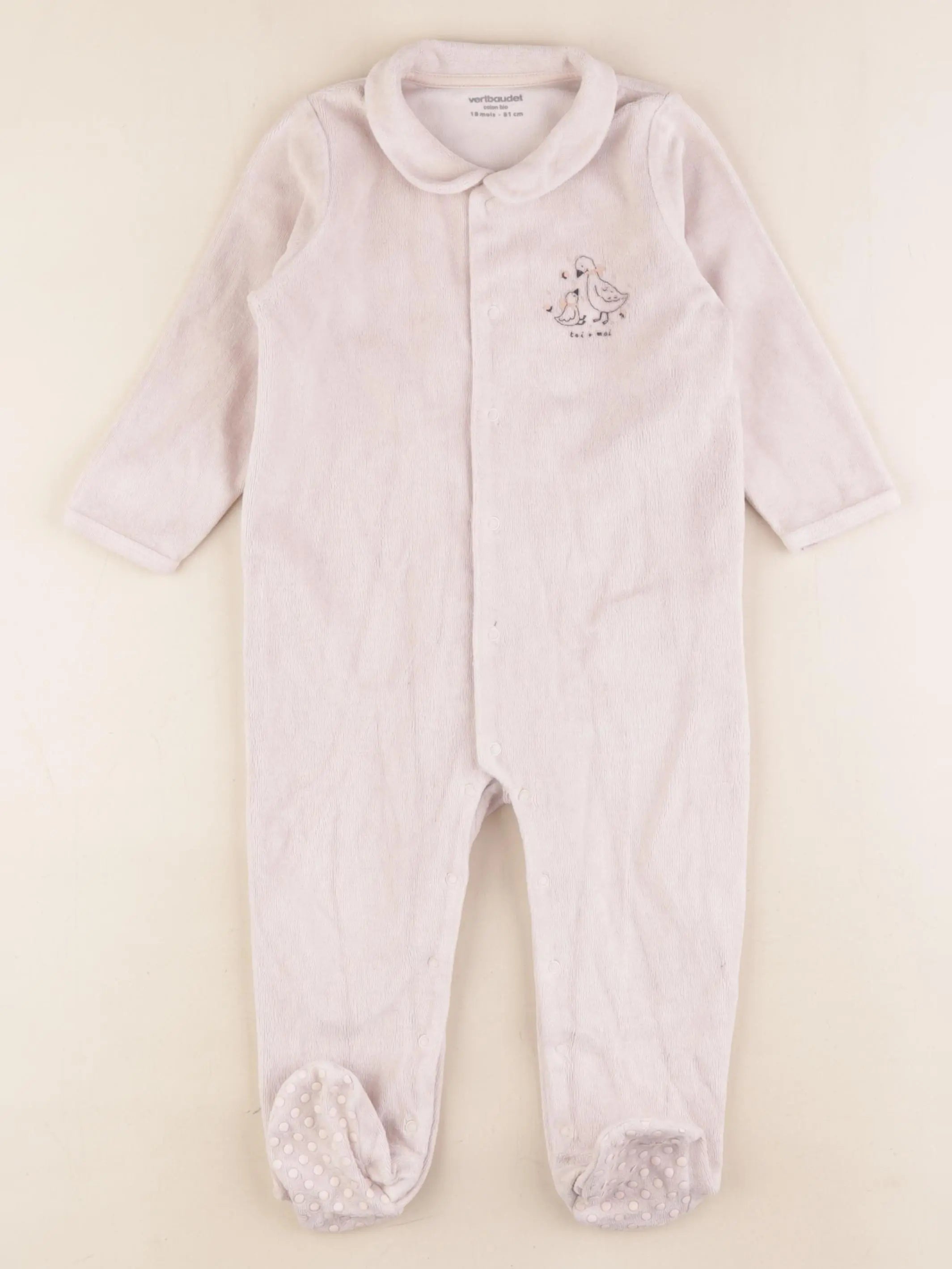 Vertbaudet - pyjama velours rose - 18 mois