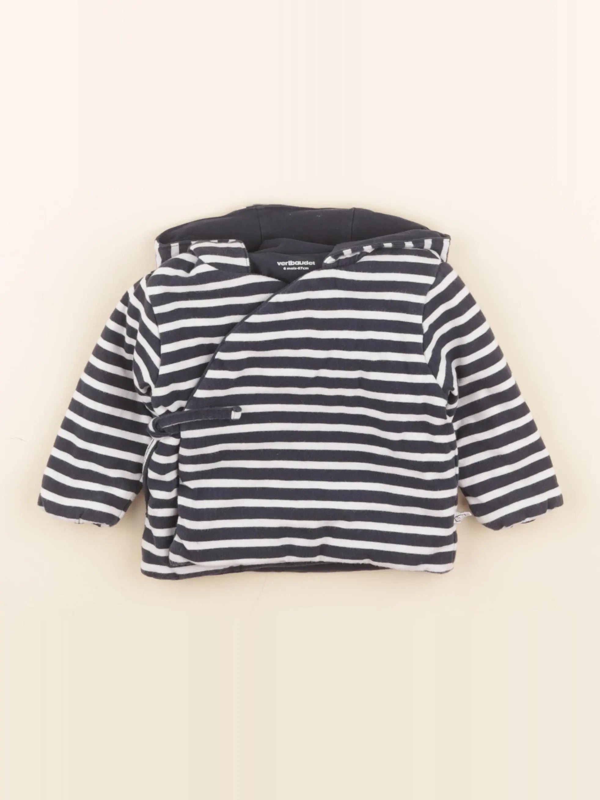 Vertbaudet - veste bleu, blanc - 6 mois