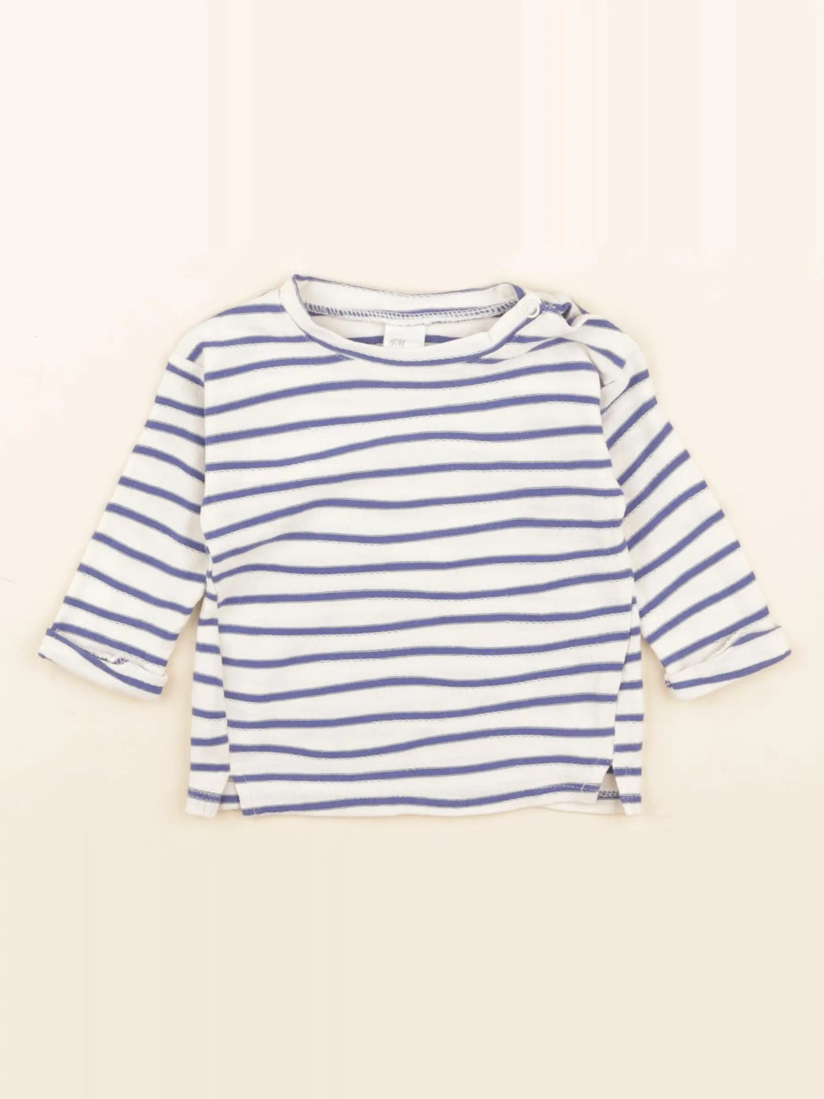 H&M - tee-shirt bleu, blanc - 4/6 mois