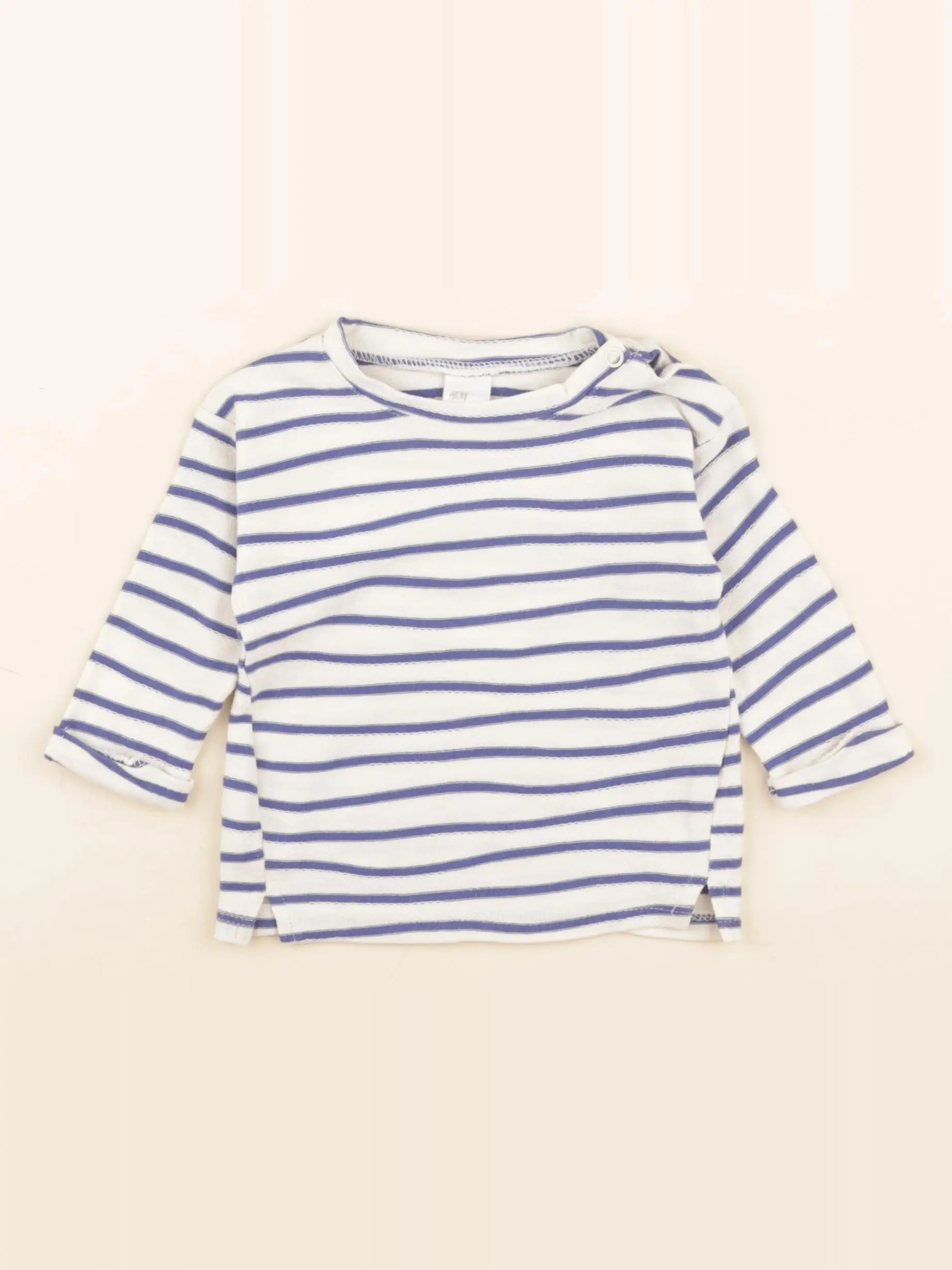 H&M - tee-shirt bleu, blanc - 4/6 mois