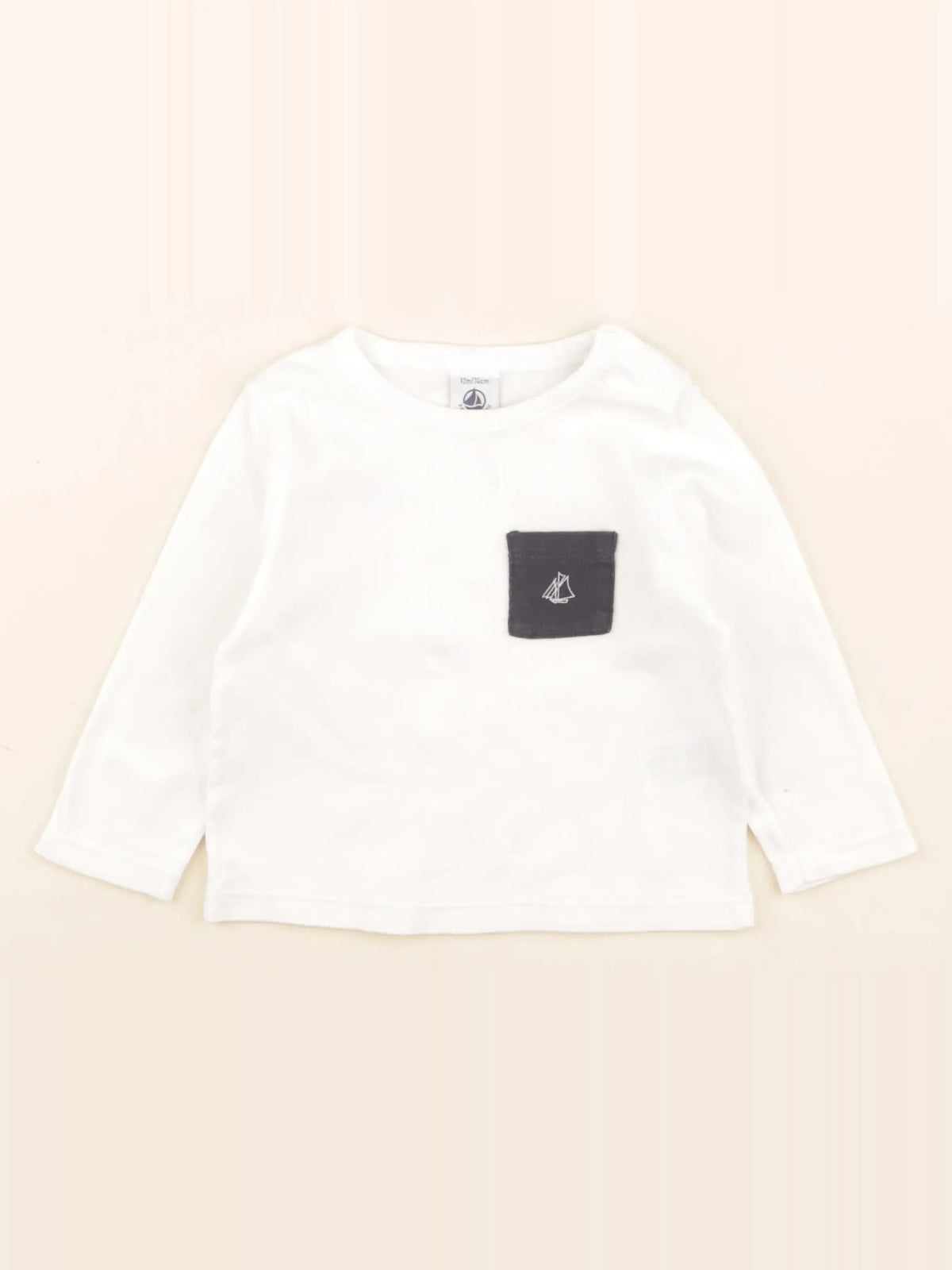 Petit Bateau - tee-shirt blanc, bleu - 12 mois