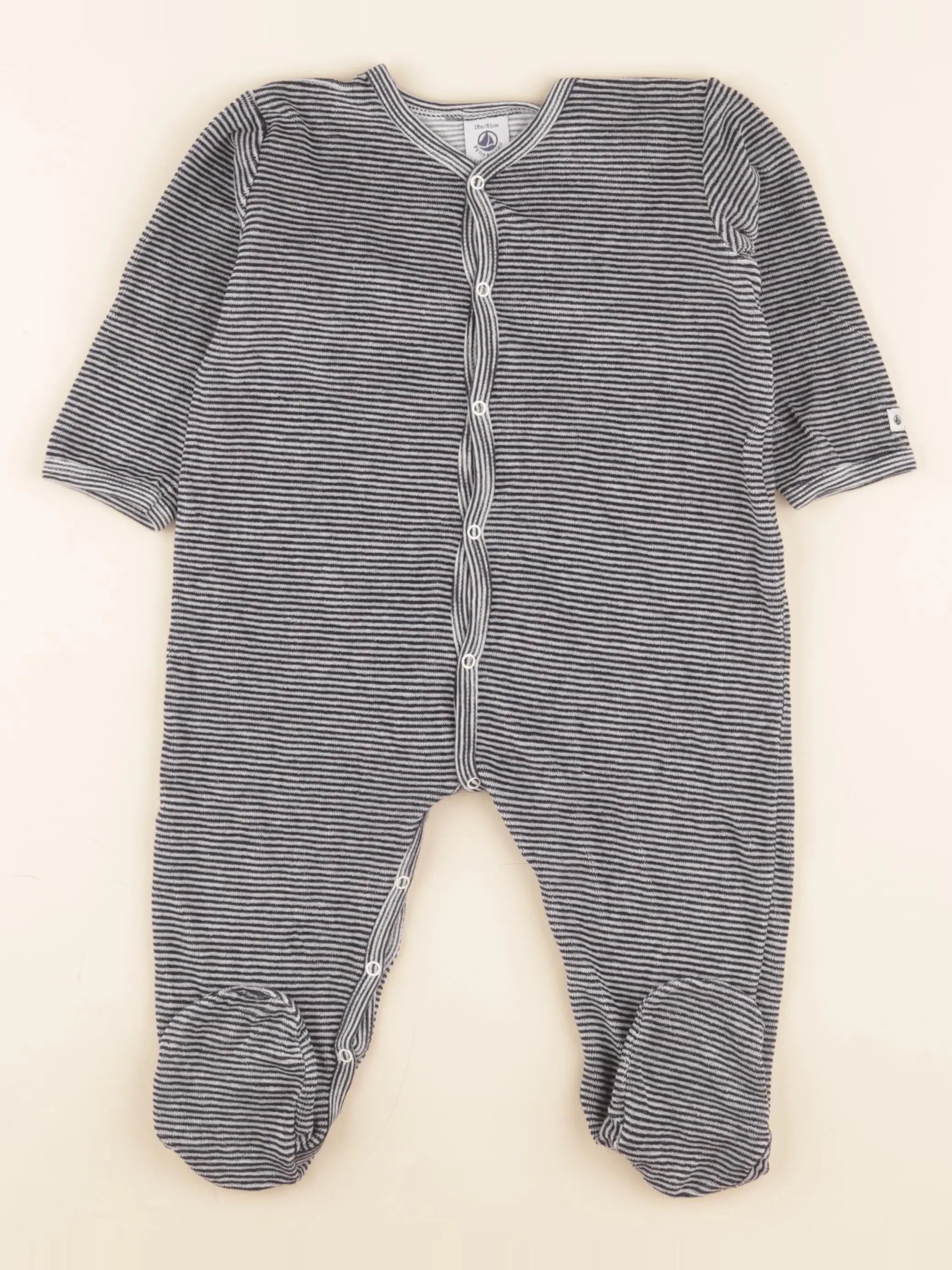 Petit Bateau - pyjama velours bleu - 18 mois