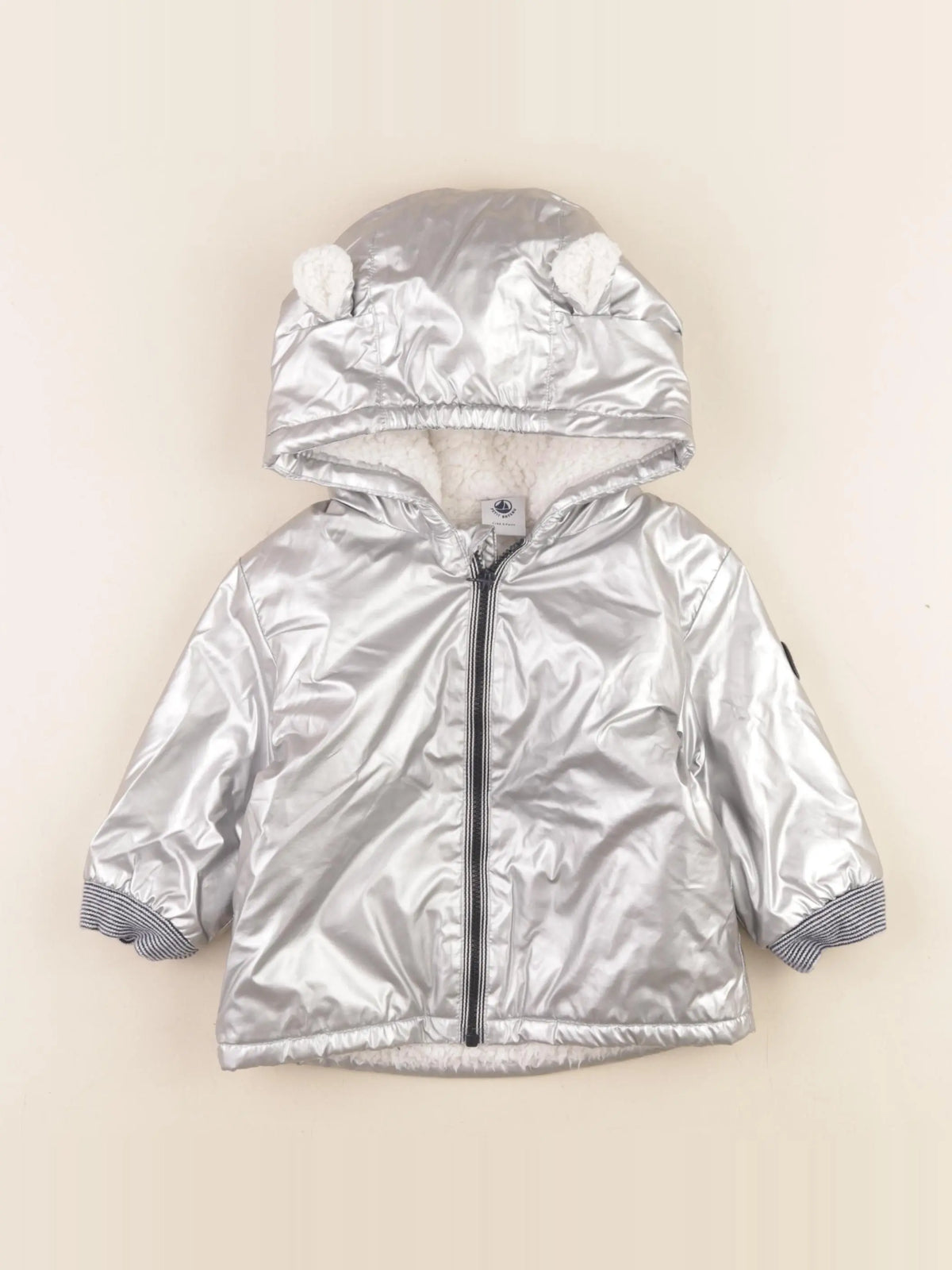 Petit Bateau - veste doublé argent - 12 mois