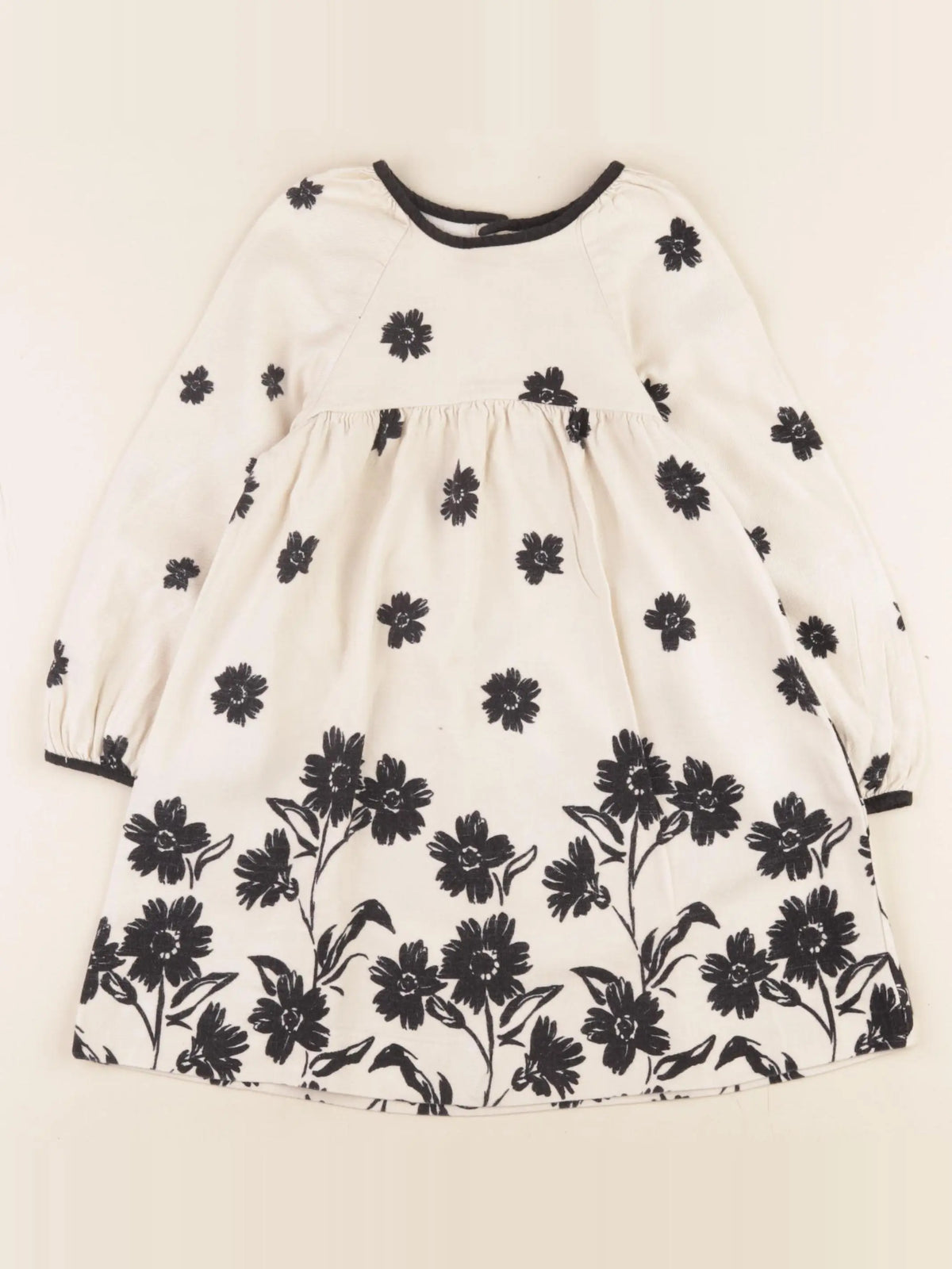 Zara - robe beige, noir - 3/4 ans
