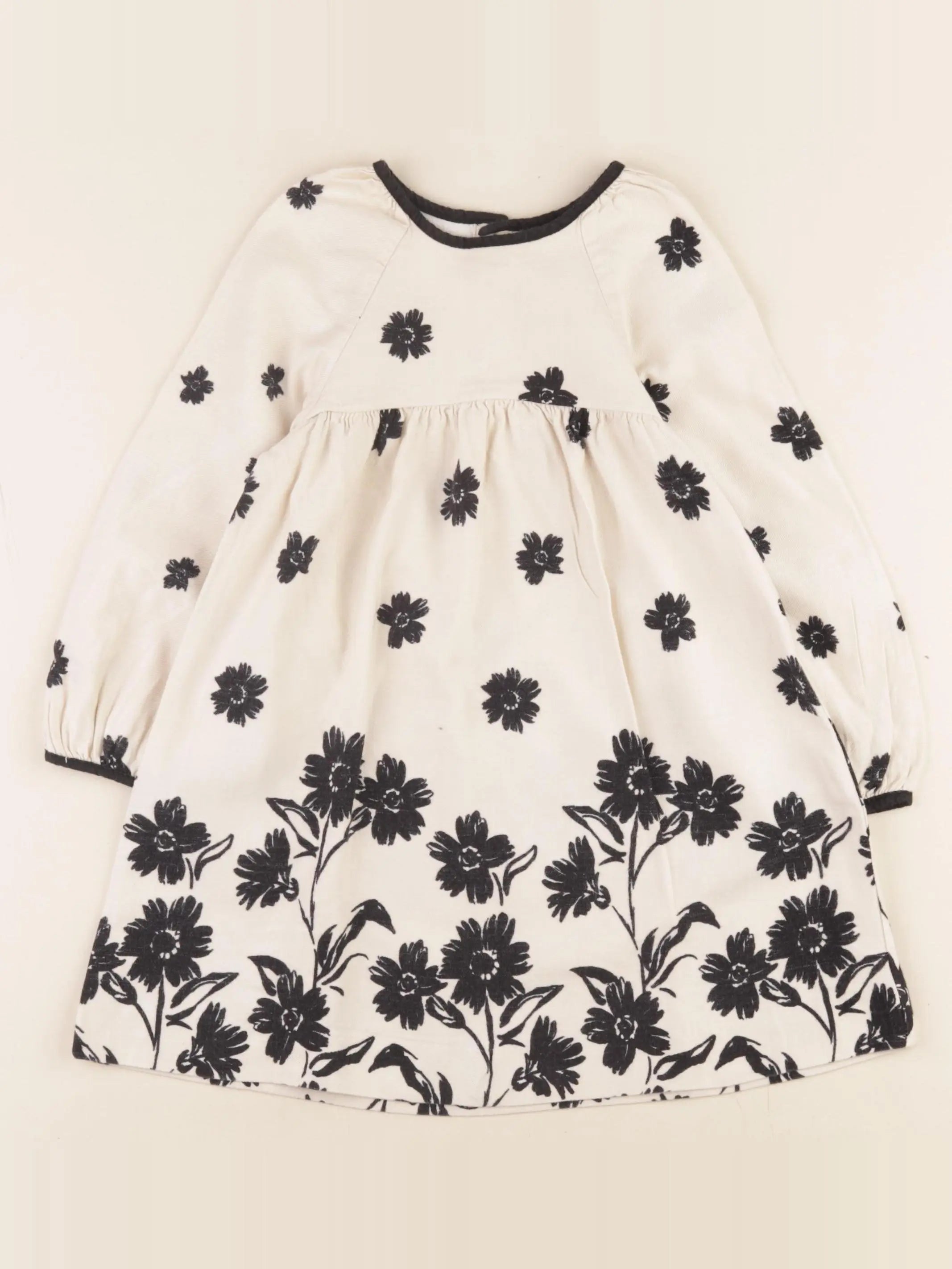 Zara - robe beige, noir - 3/4 ans